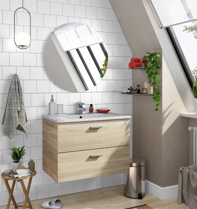 MUEBLE DE BAÑO ECO ROBLE 70X45CM 2 CAJONES
