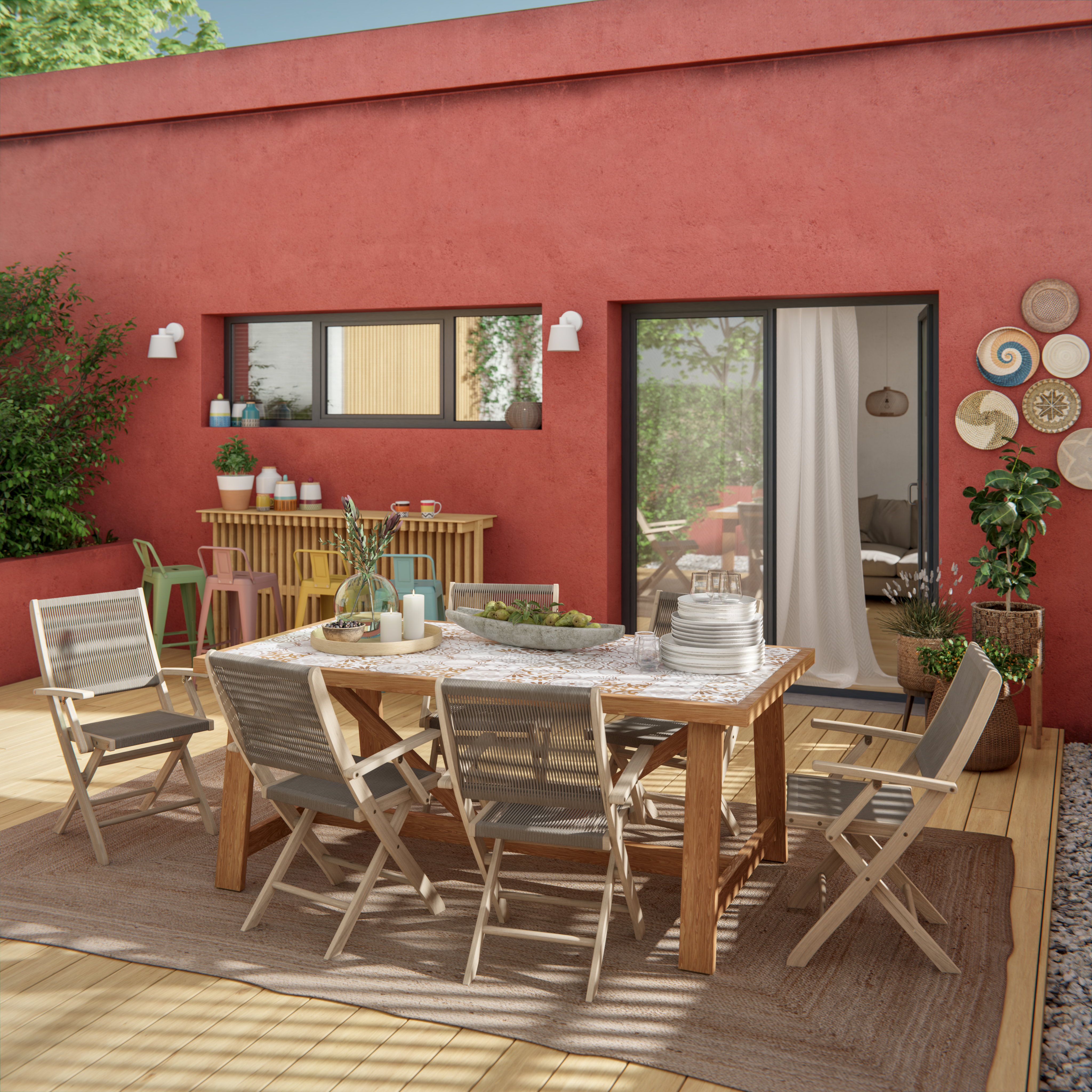 Silla de jardín sin cojín de acacia Soho beige - 3