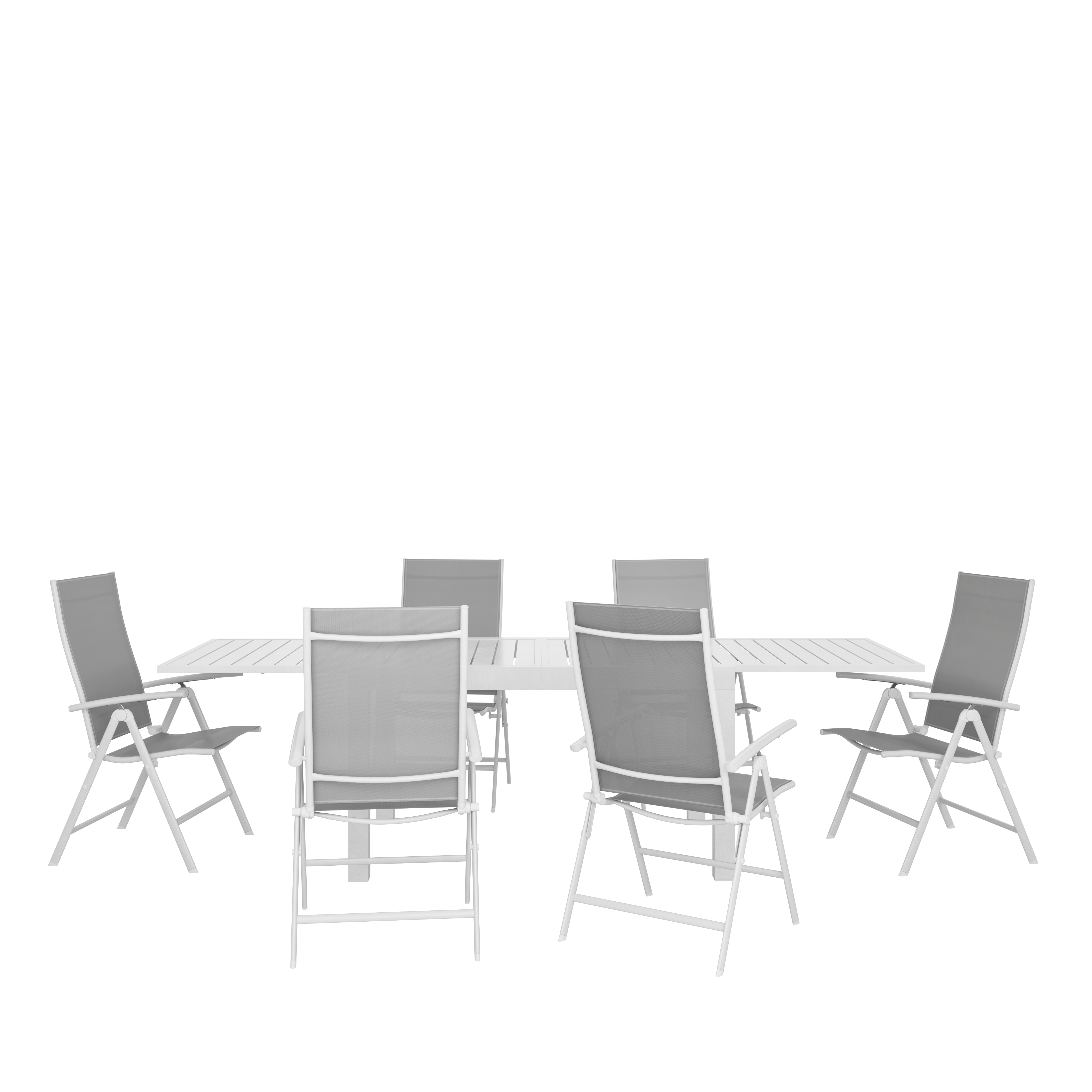 Conjunto de 2 cadeiras reclináveis alumínio e textileno branco Kima - 15