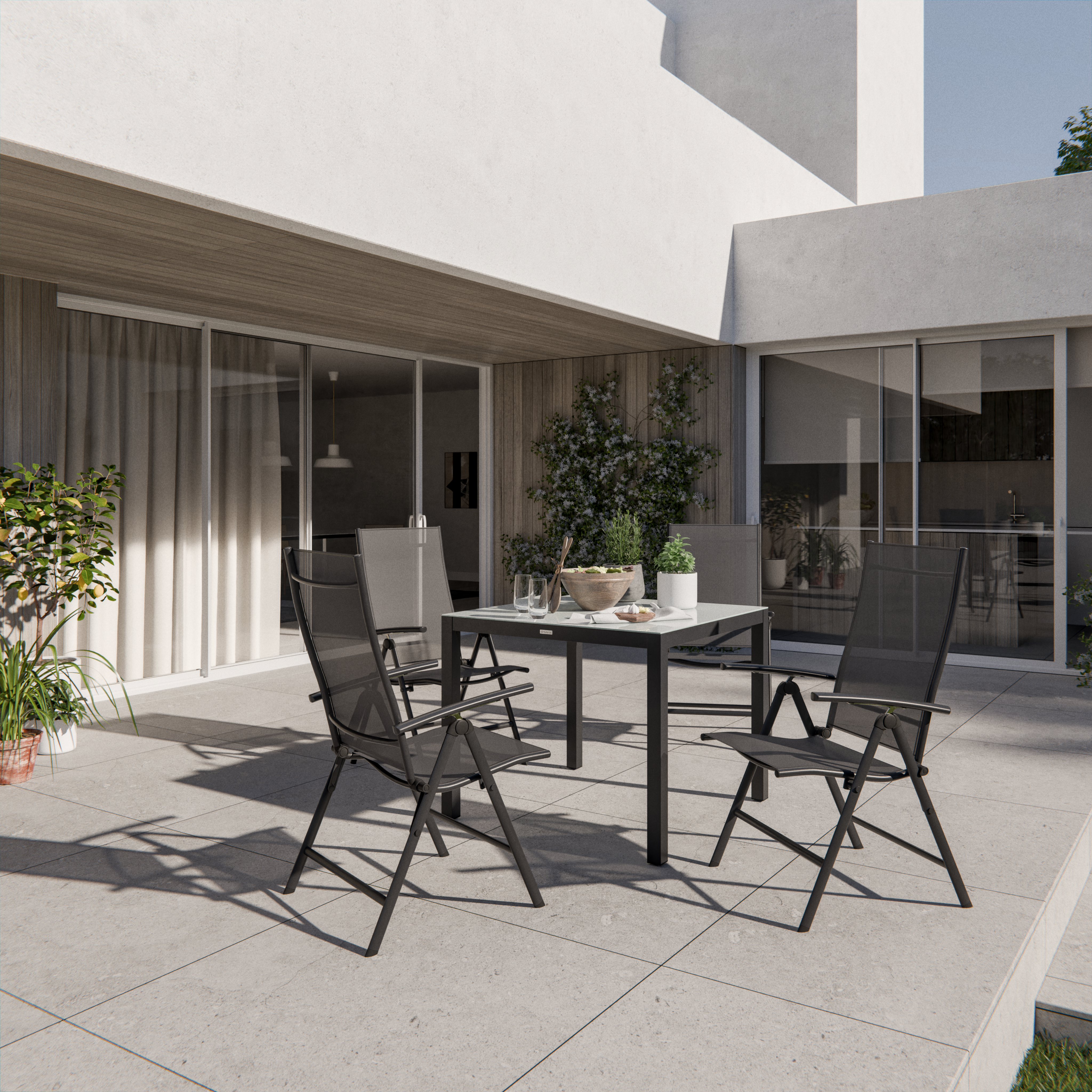 Mesa de jardín de comedor de aluminio Lyra gris de 90x75x90 cm - 1