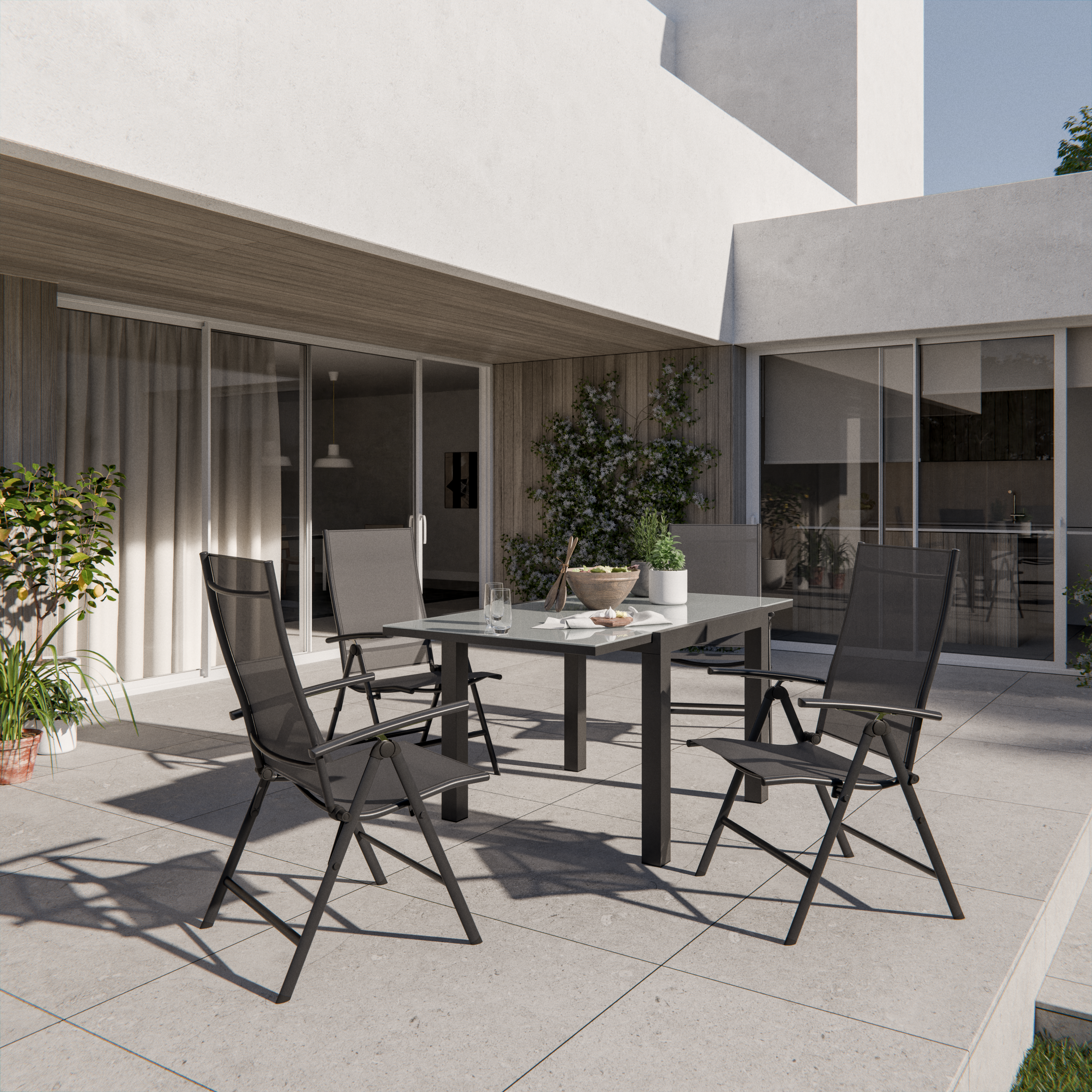 Mesa de alumínio NATERIAL LYRA ANTRACITE 90/160X90CM - 3