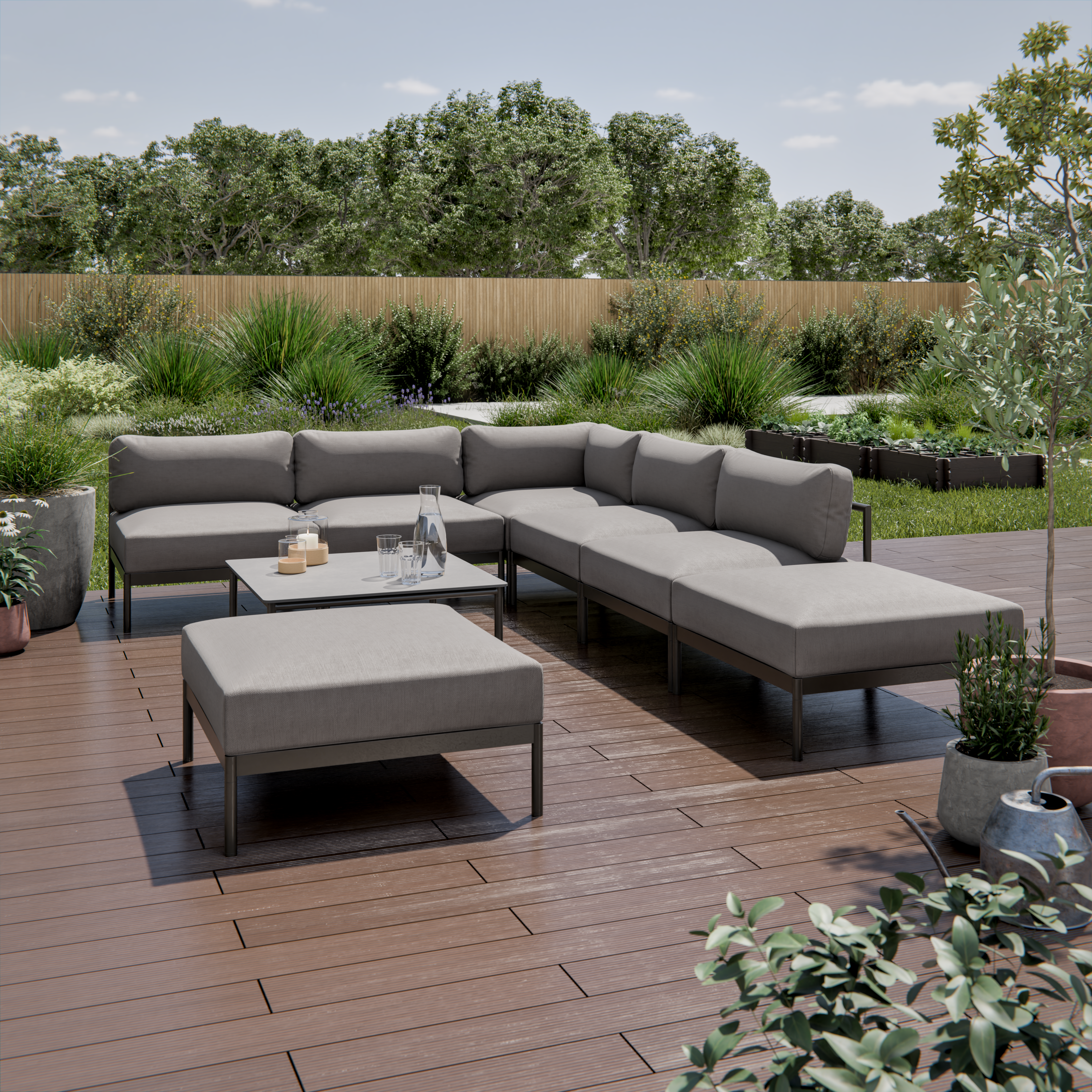 Módulo sofá de jardim com almofada preto Idunn Naterial - 4