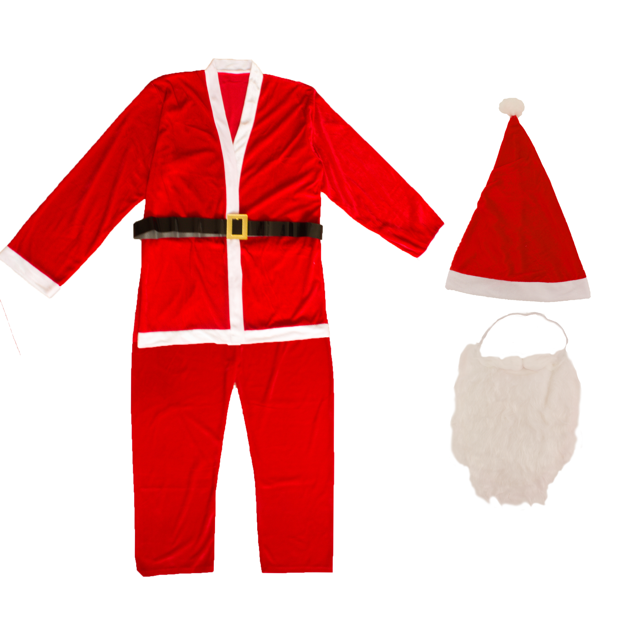 Strój św. Mikołaja czerwony + czapka i broda welur XXL - 4