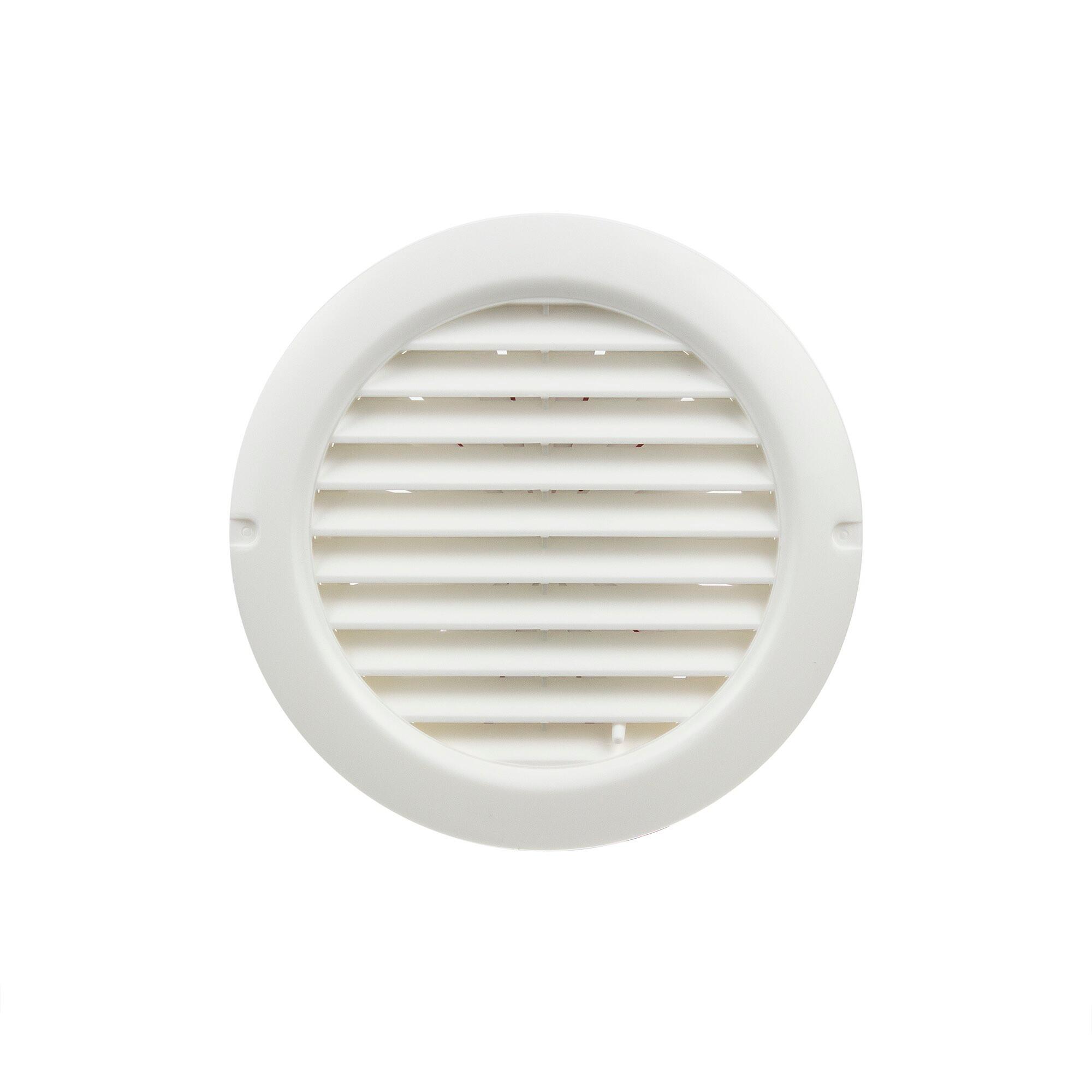 Grila ventilatie, debit reglabil, plastic, Ø 12.5 cm, alba