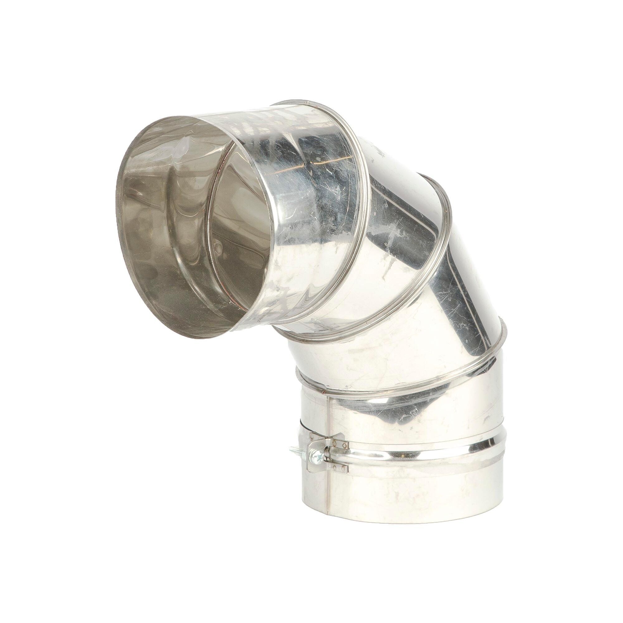 Cot 90°, inox, simplu perete, grosime 0.5 mm, Ø 160 mm, argintiu