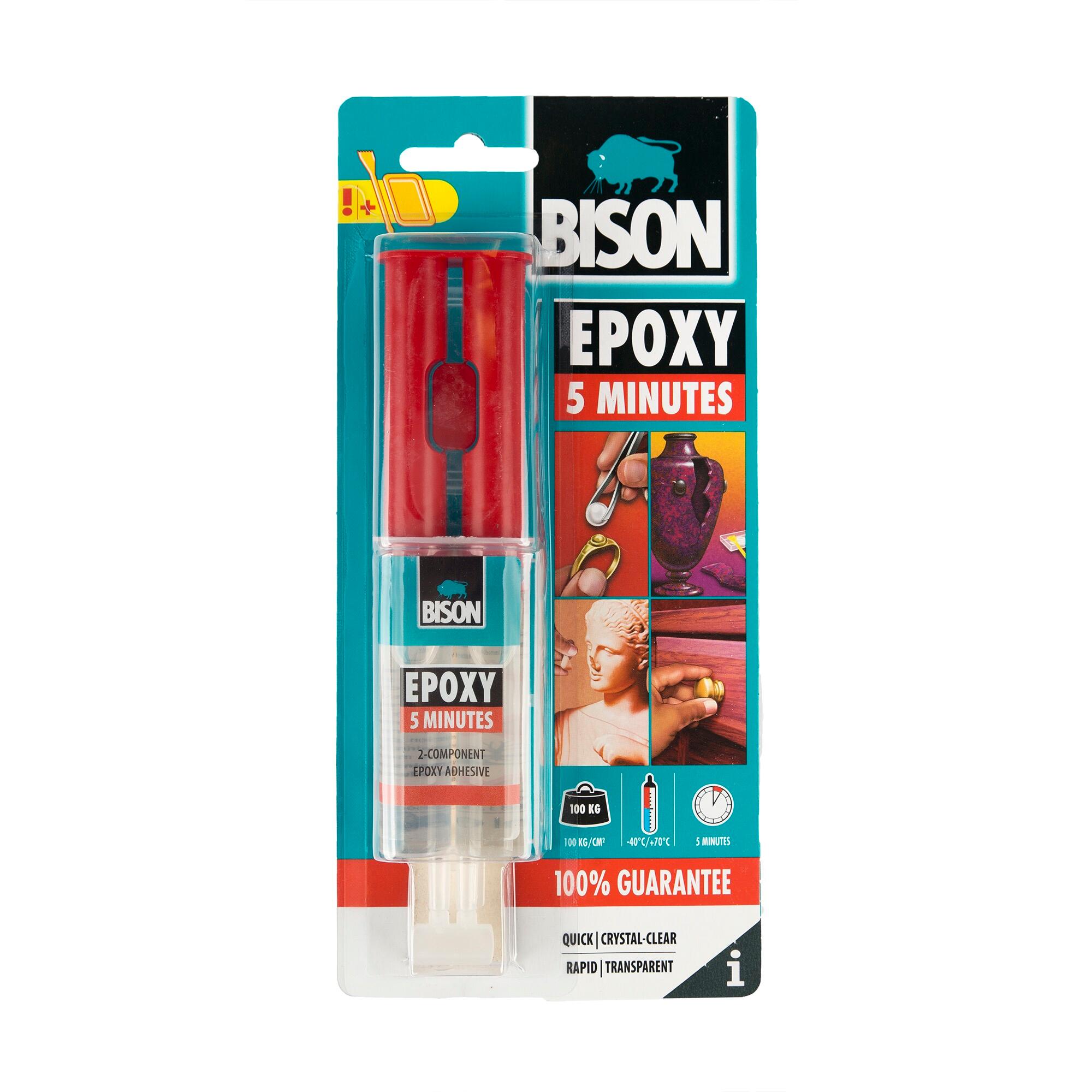 Adeziv Bison Epoxy, de reparare, actionare rapida, 2 x 12 ml, transparent