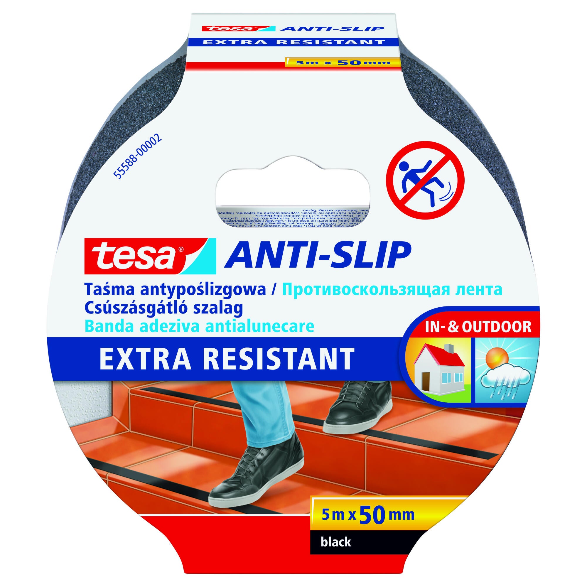 Banda antiderapanta Tesa, 50 mm x 5 m, negru