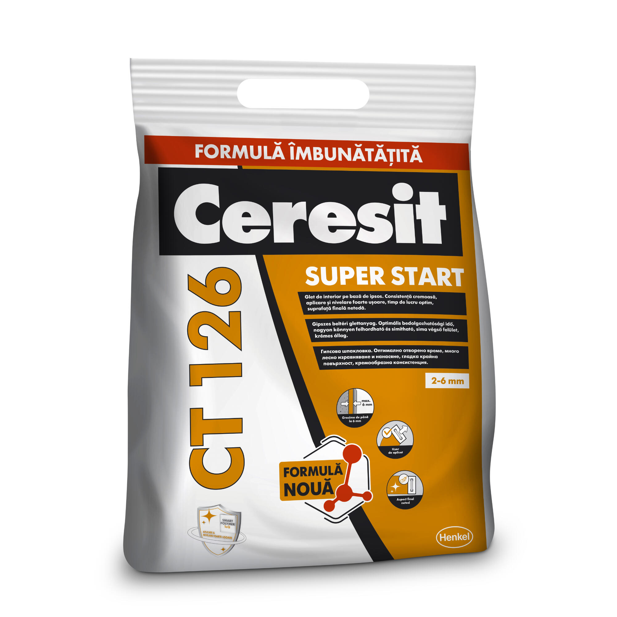 Glet de ipsos Ceresit CT 126, pentru fixare placi gips carton, interior, alb, 5 kg