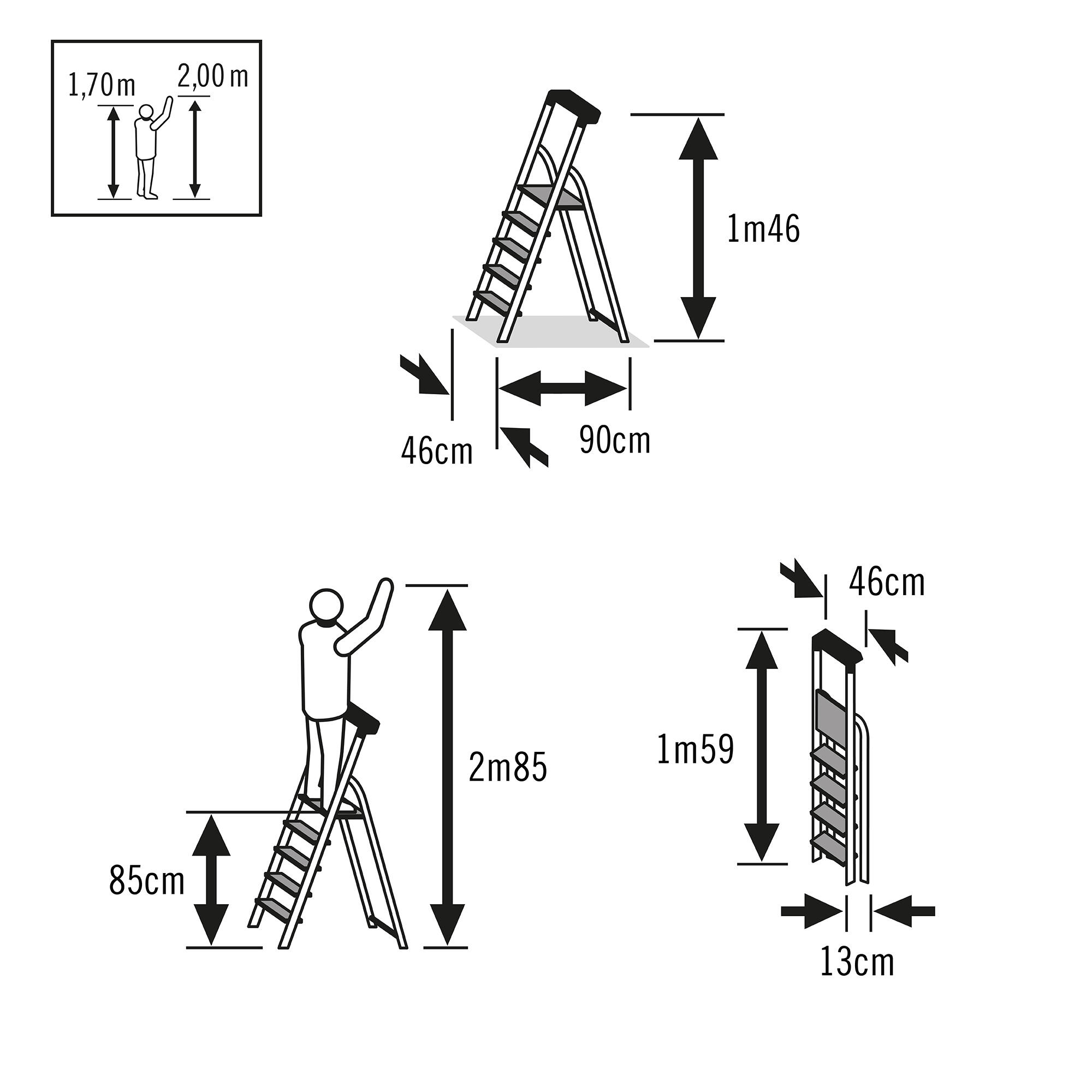 Escabeau domestique pliable 4 marches SELEKTA MixAlu - 4