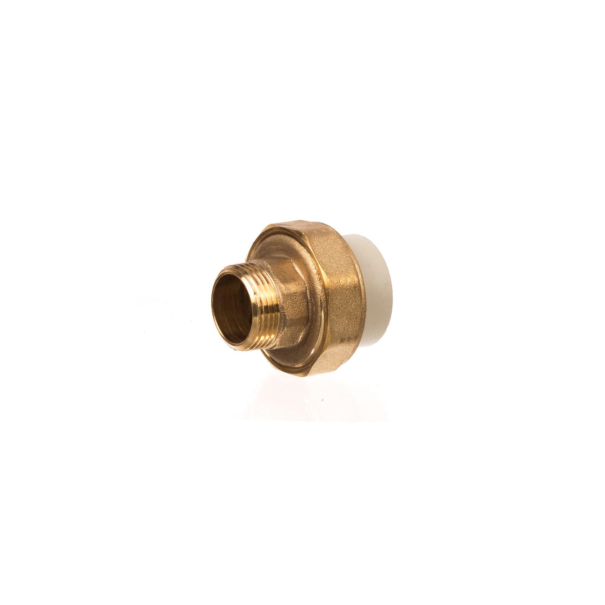 Mufa teava PPR, filet exterior, olandez, Ø 20 mm x 1/2', PN25, gri