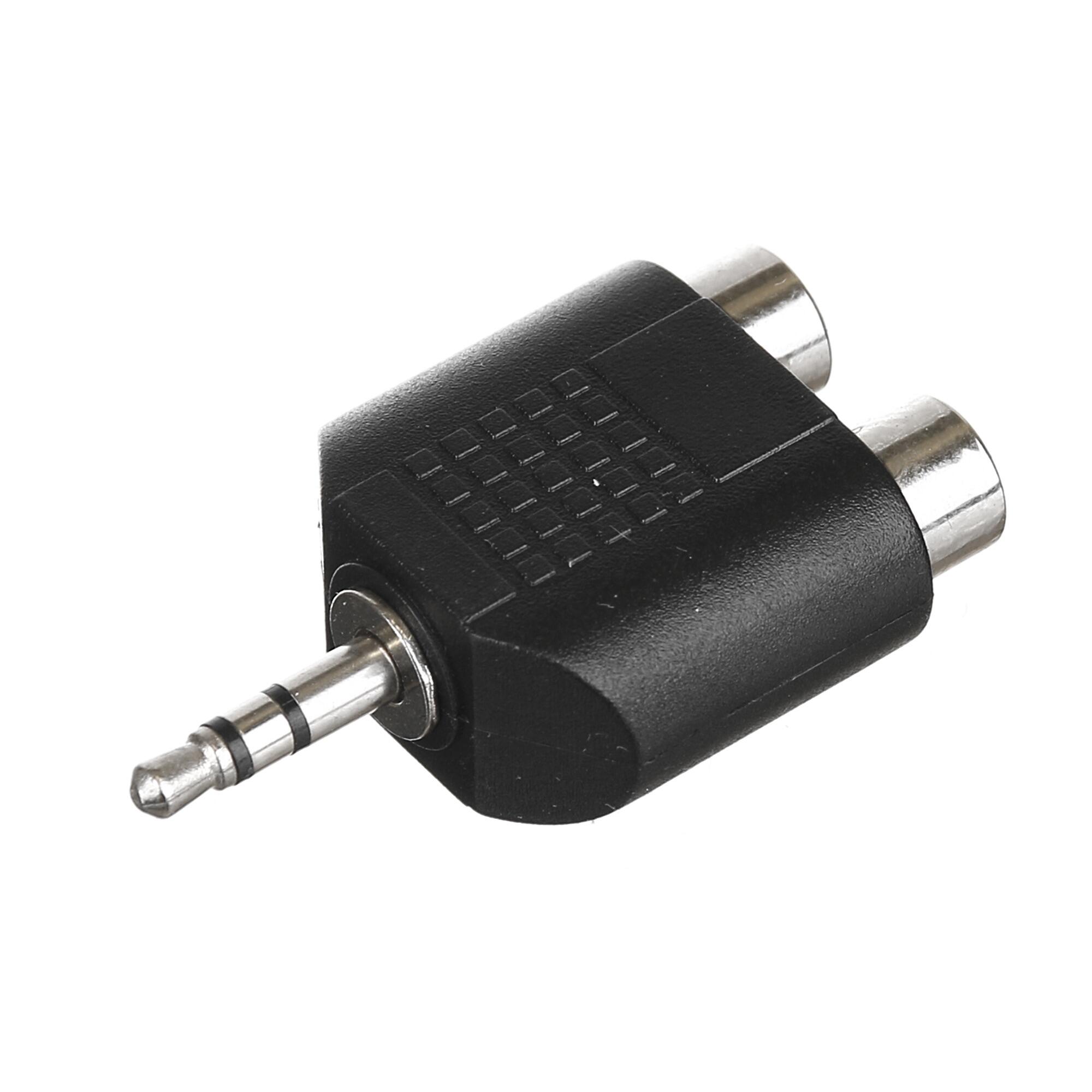 Adaptor audio, 3.5 mm, 2 x RCA, metal/plastic, negru