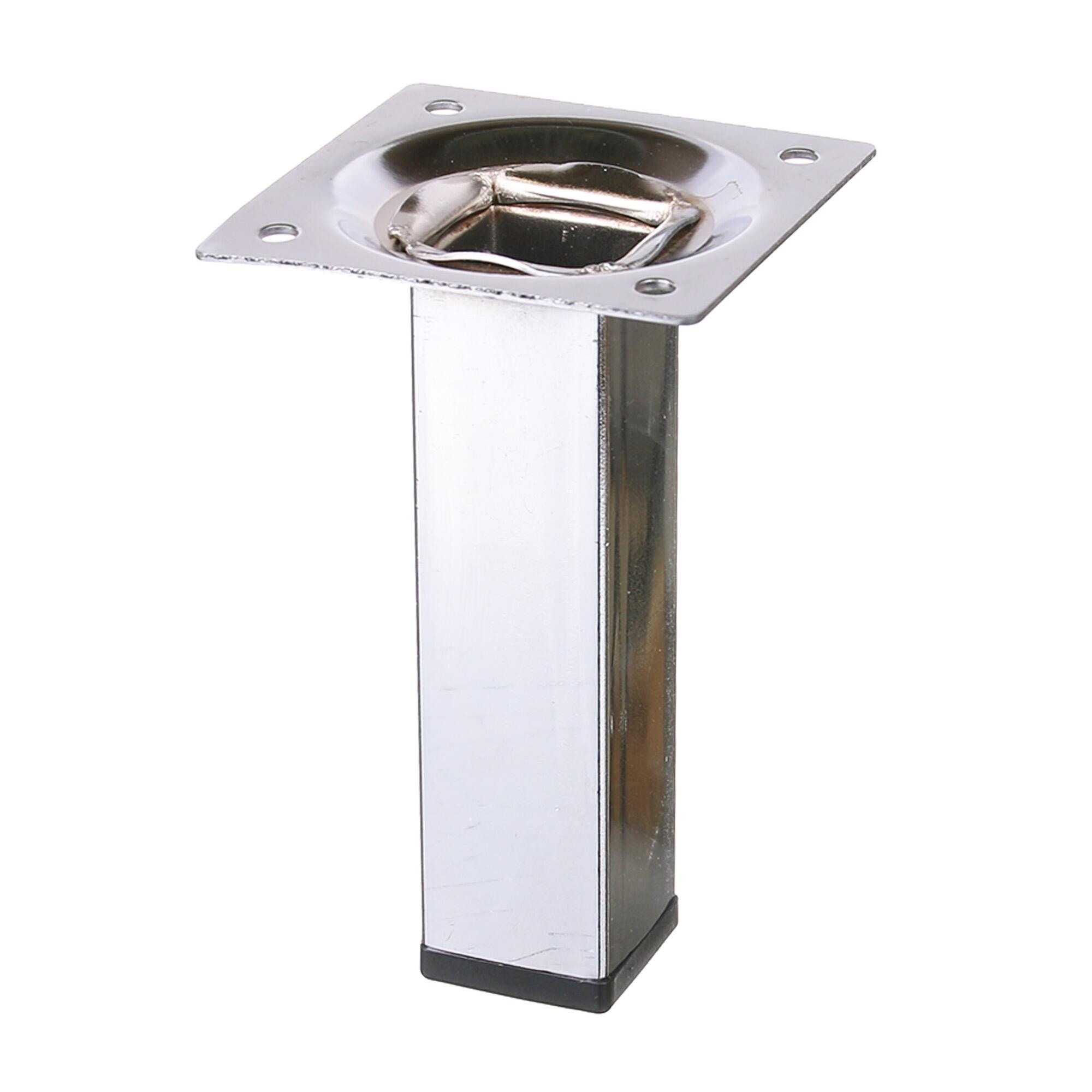 Picior mobila, 25 x 25 mm, H 100 mm, metal, argintiu, lucios