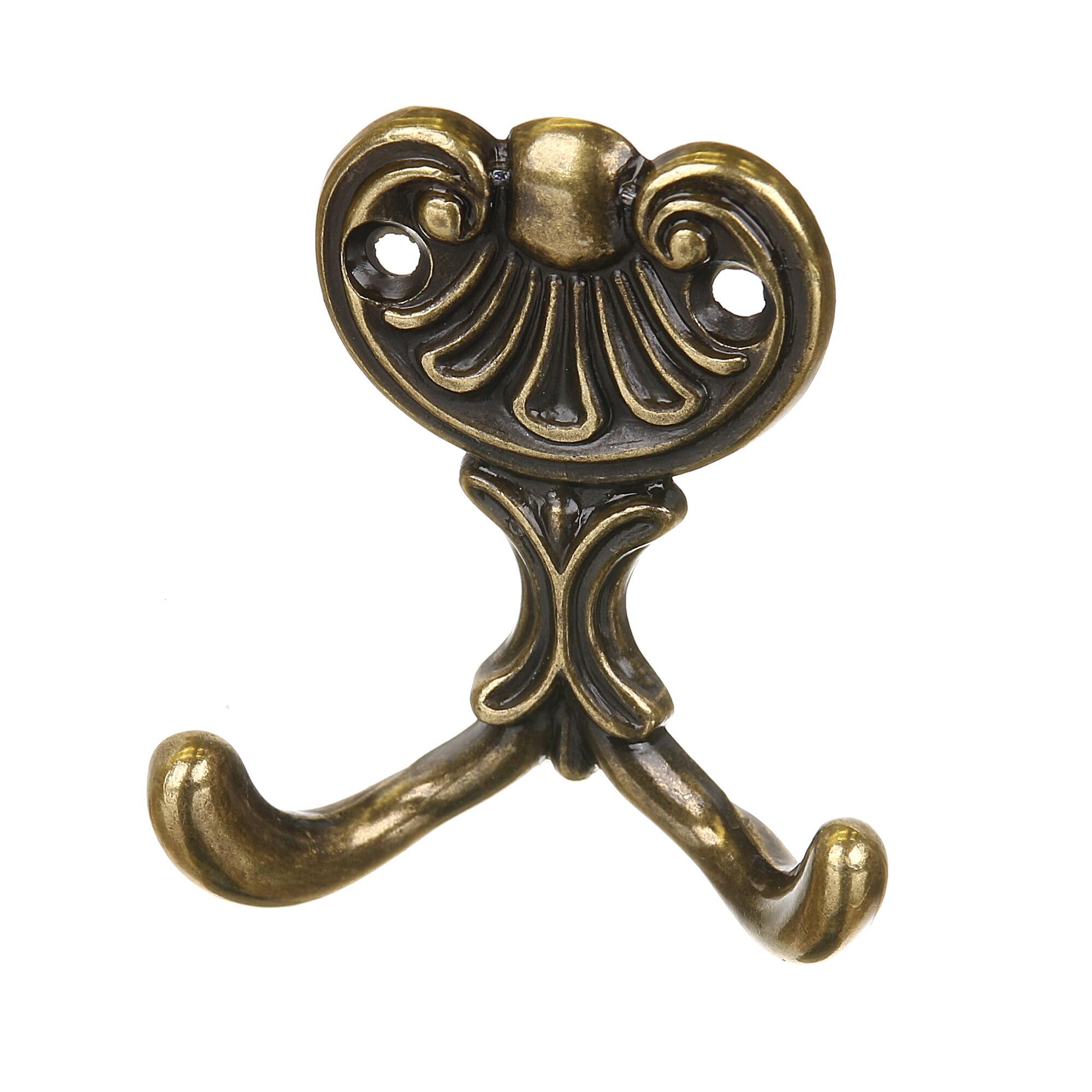 Cuier perete, o agatatoare dubla, metal, 6.7 cm, alama