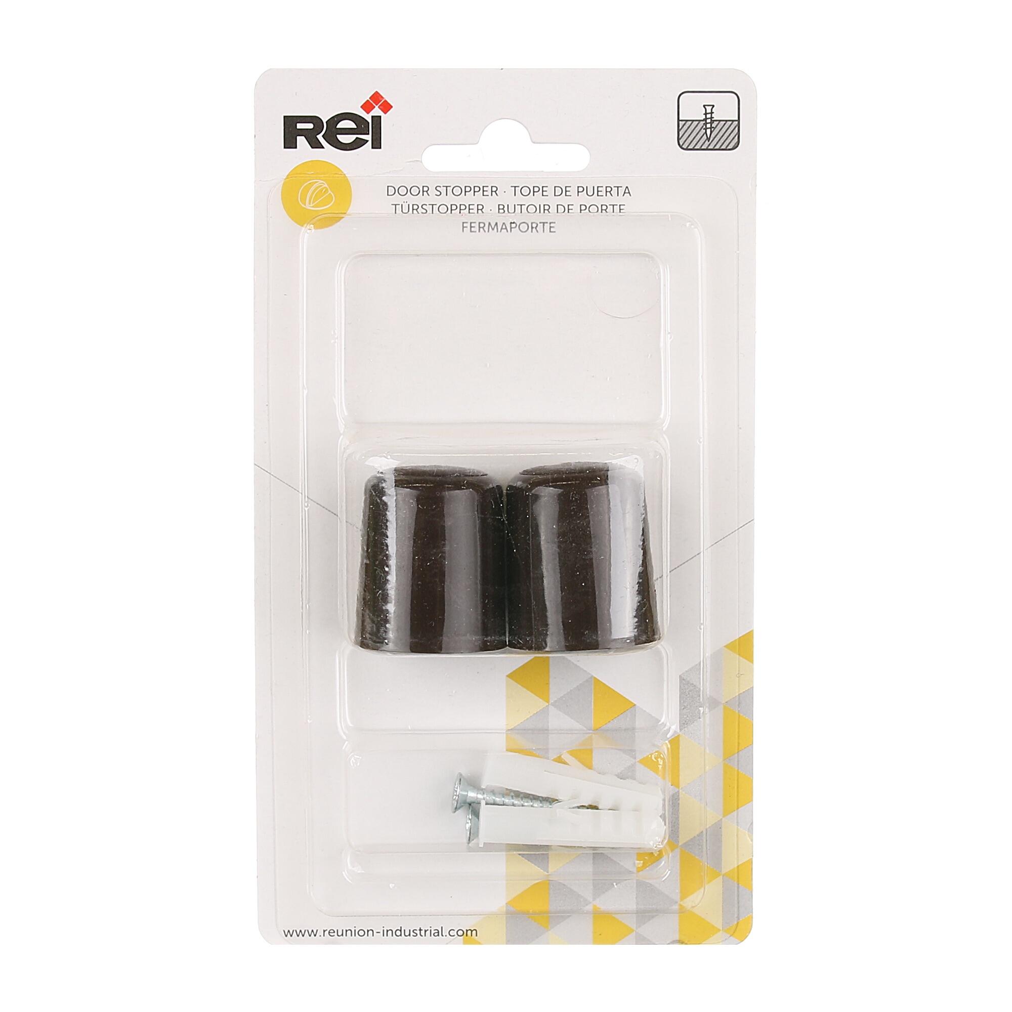 Opritor usa, pentru podea, cu surub, plastic, Ø 28 x 34 mm, maro (set 2 buc)