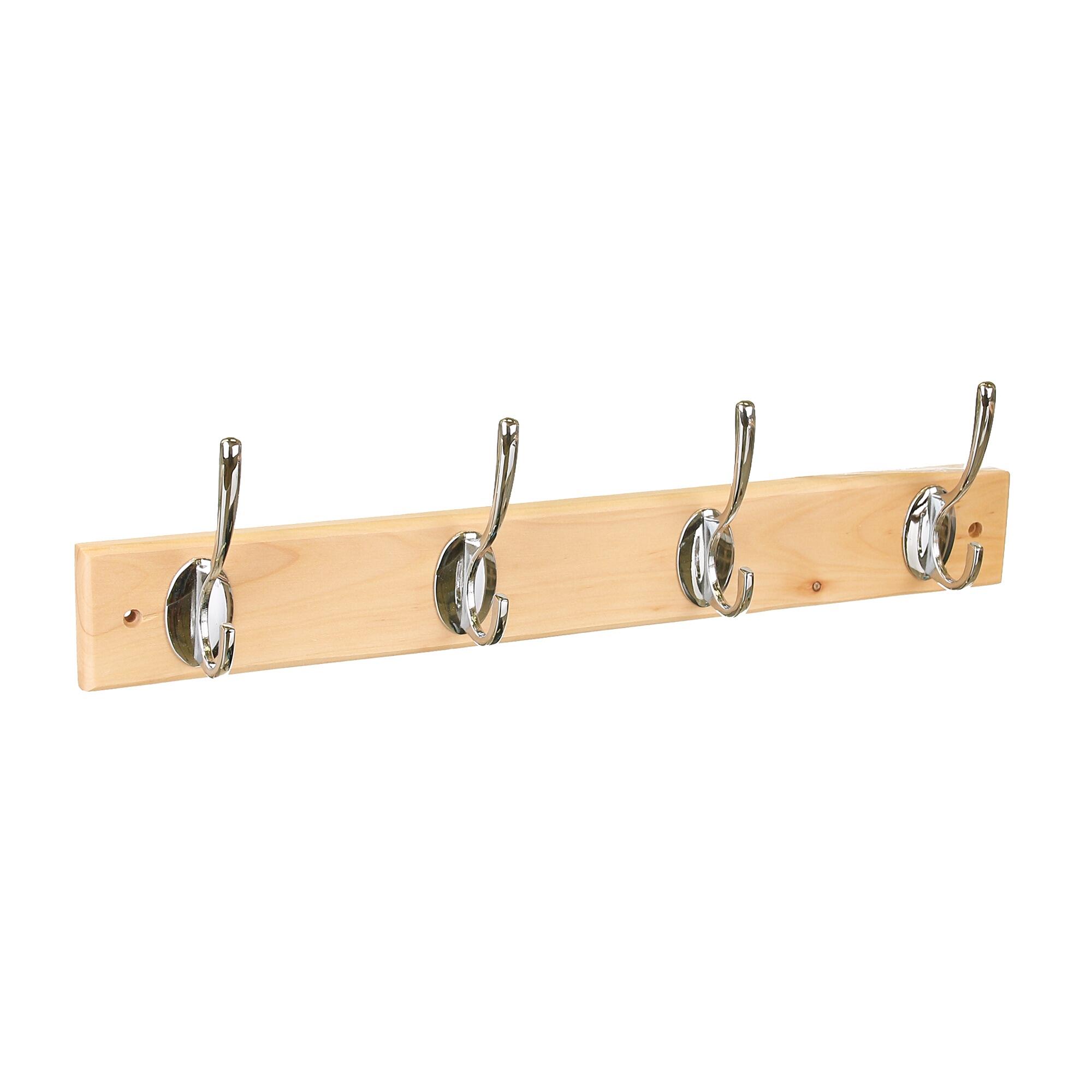 Cuier perete, 4 agatatoare duble, lemn/crom