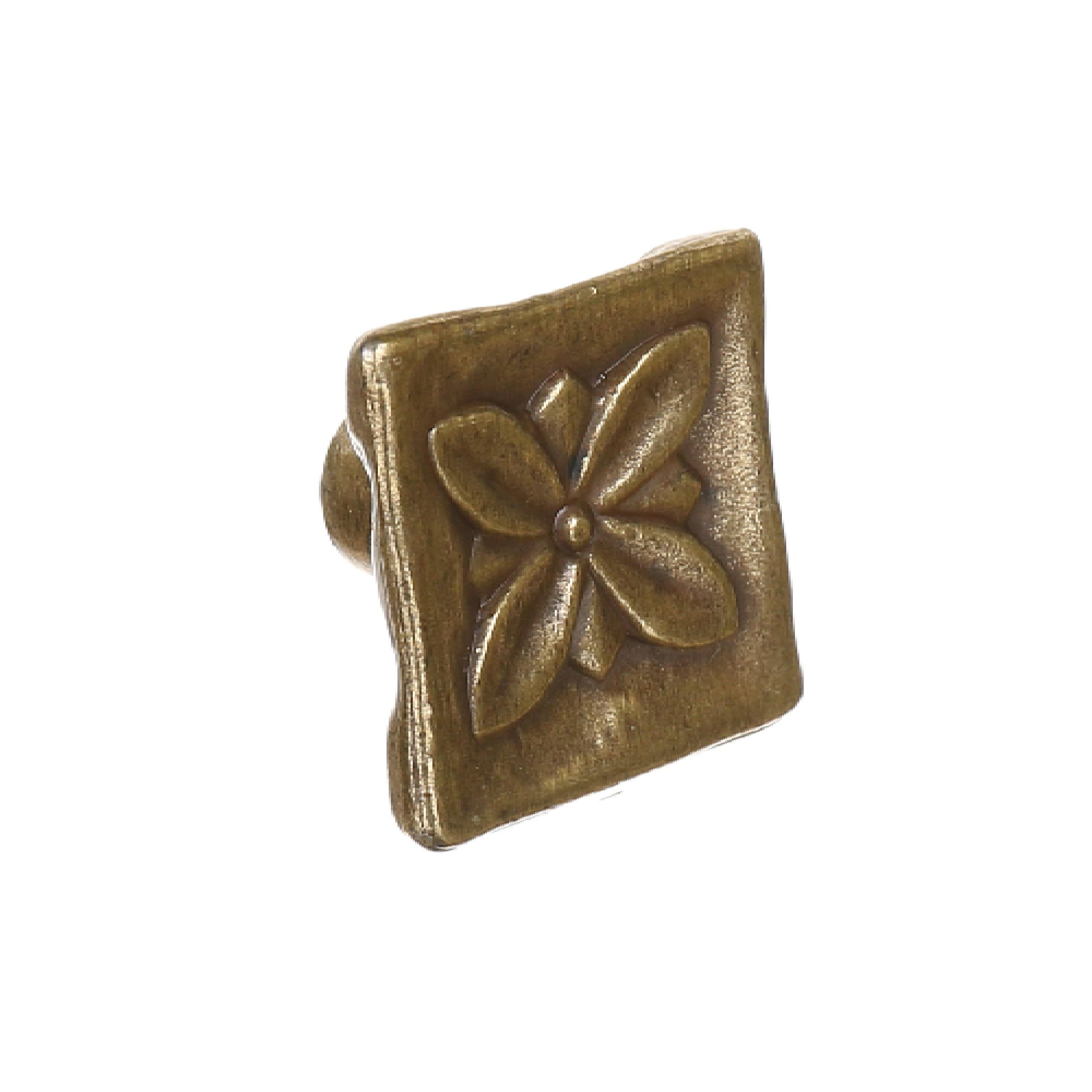 Buton mobila, Ø 33 mm, zamac, maro, finisaj alama antichizata