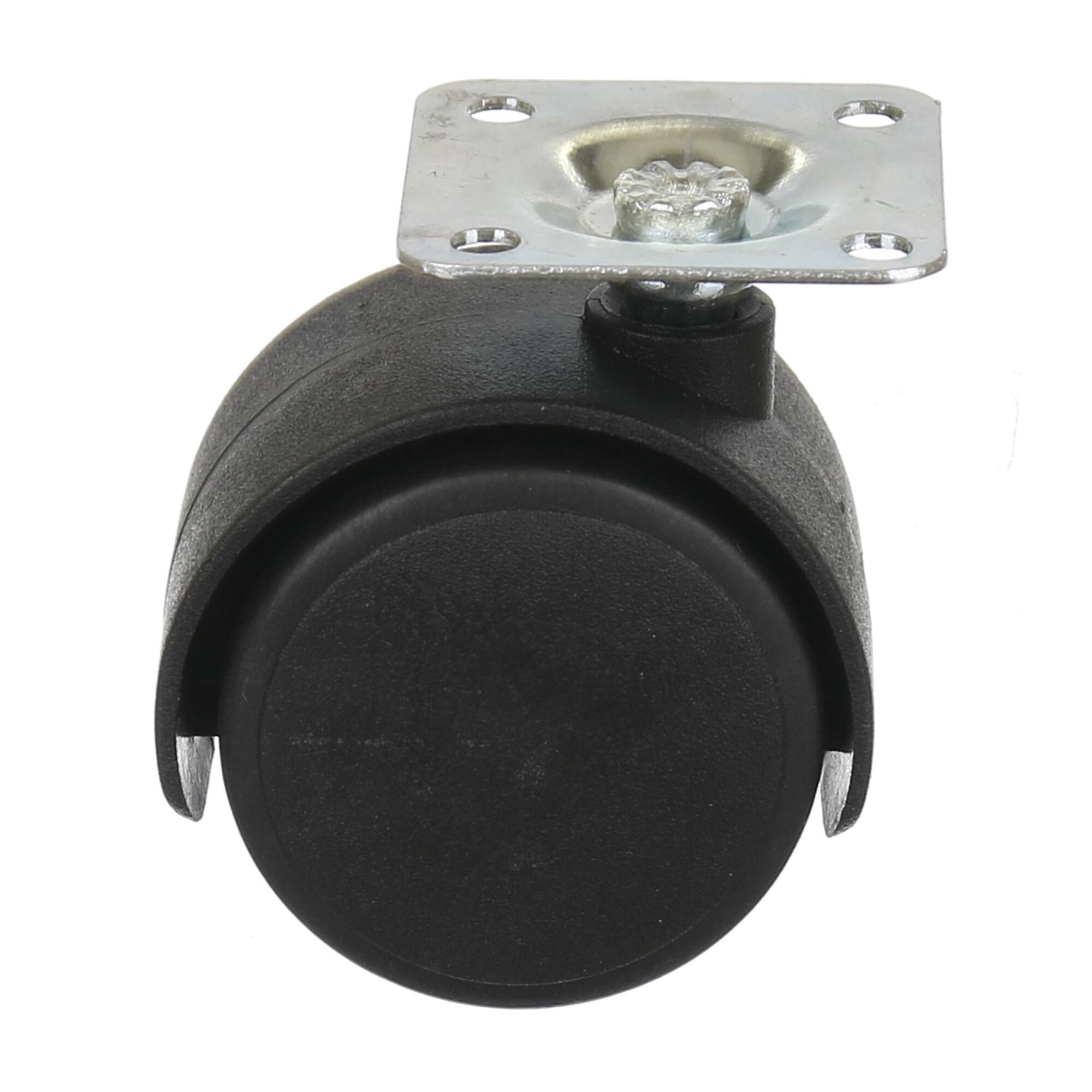 Roata pivotanta cu flansa, Ø 40 mm, max 25 kg, negru (set 4 buc)