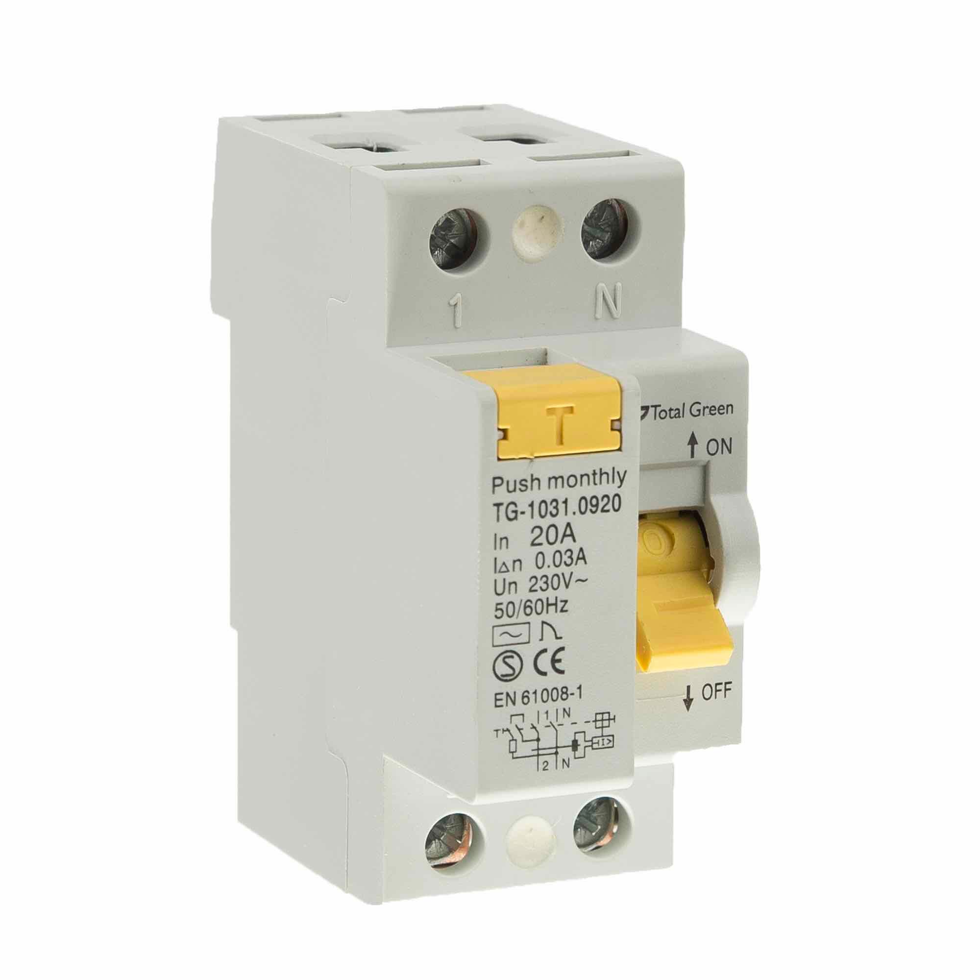 Disjunctor Disjunctor modular Total Green, diferential, 20A, 2P | Leroy Merlin