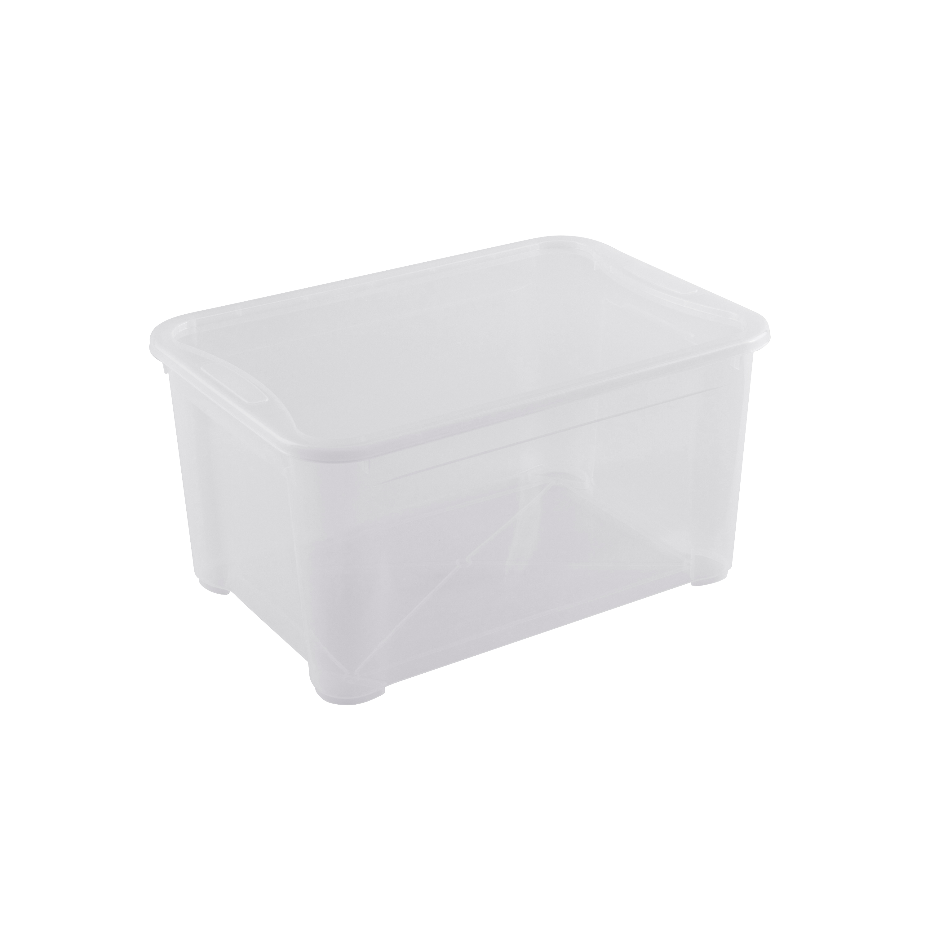 Caja de plástico transparente capacidad de 45 l medidas 55.5x28.5x39 cm