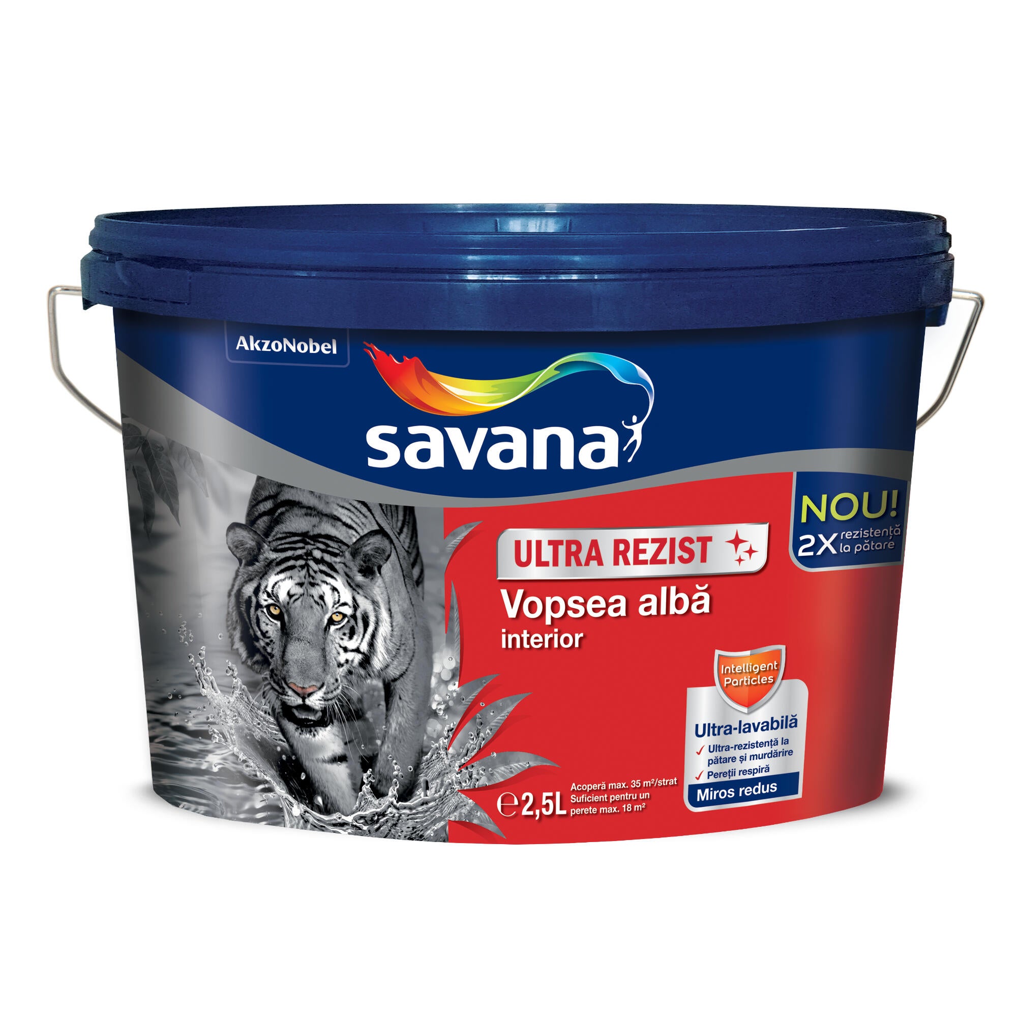 Vopsea ultralavabila alba Savana Ultra Rezist, de interior, 2.5 L, aspect mat
