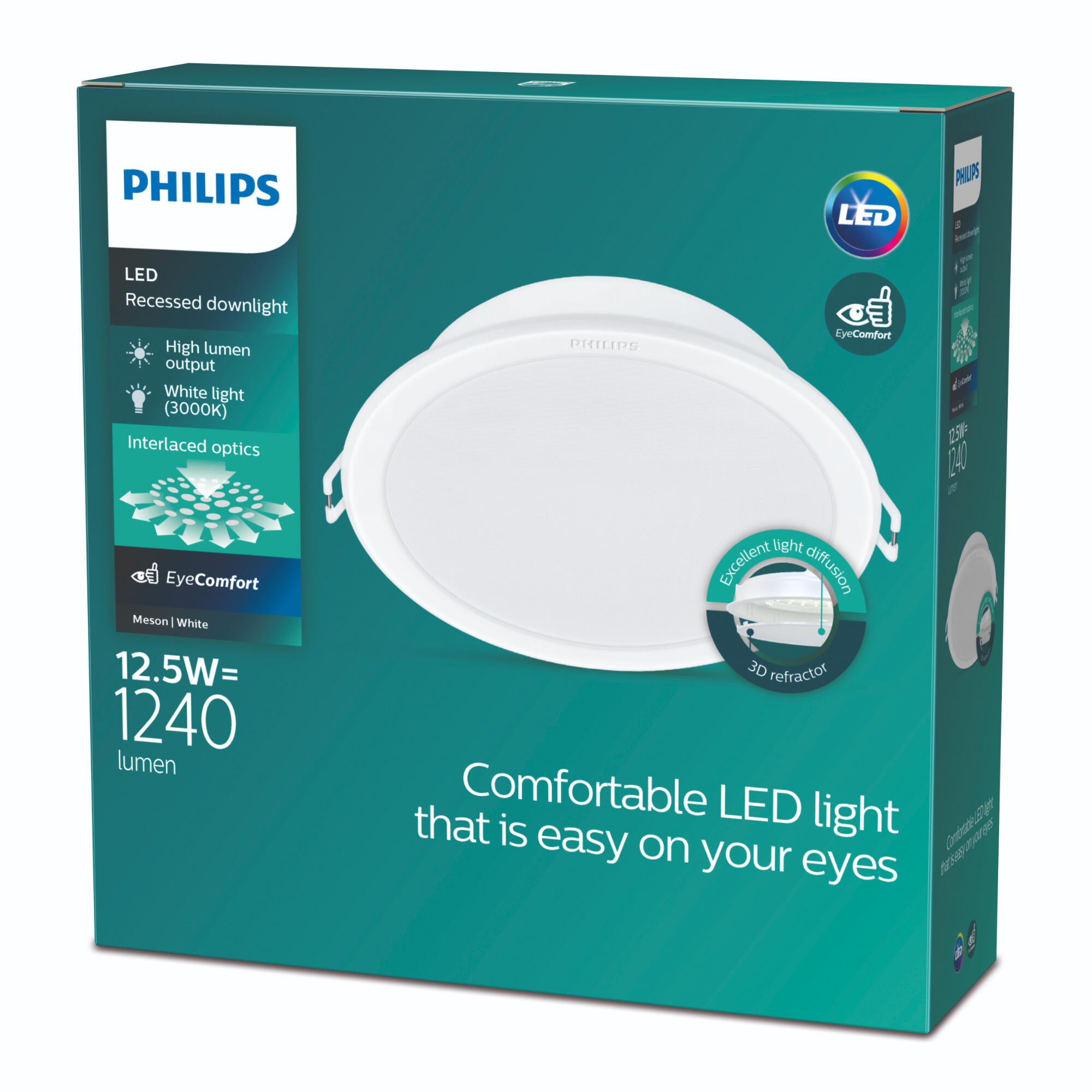 Spot LED incastrat Philips, 12.5 W, alb cald, rotund