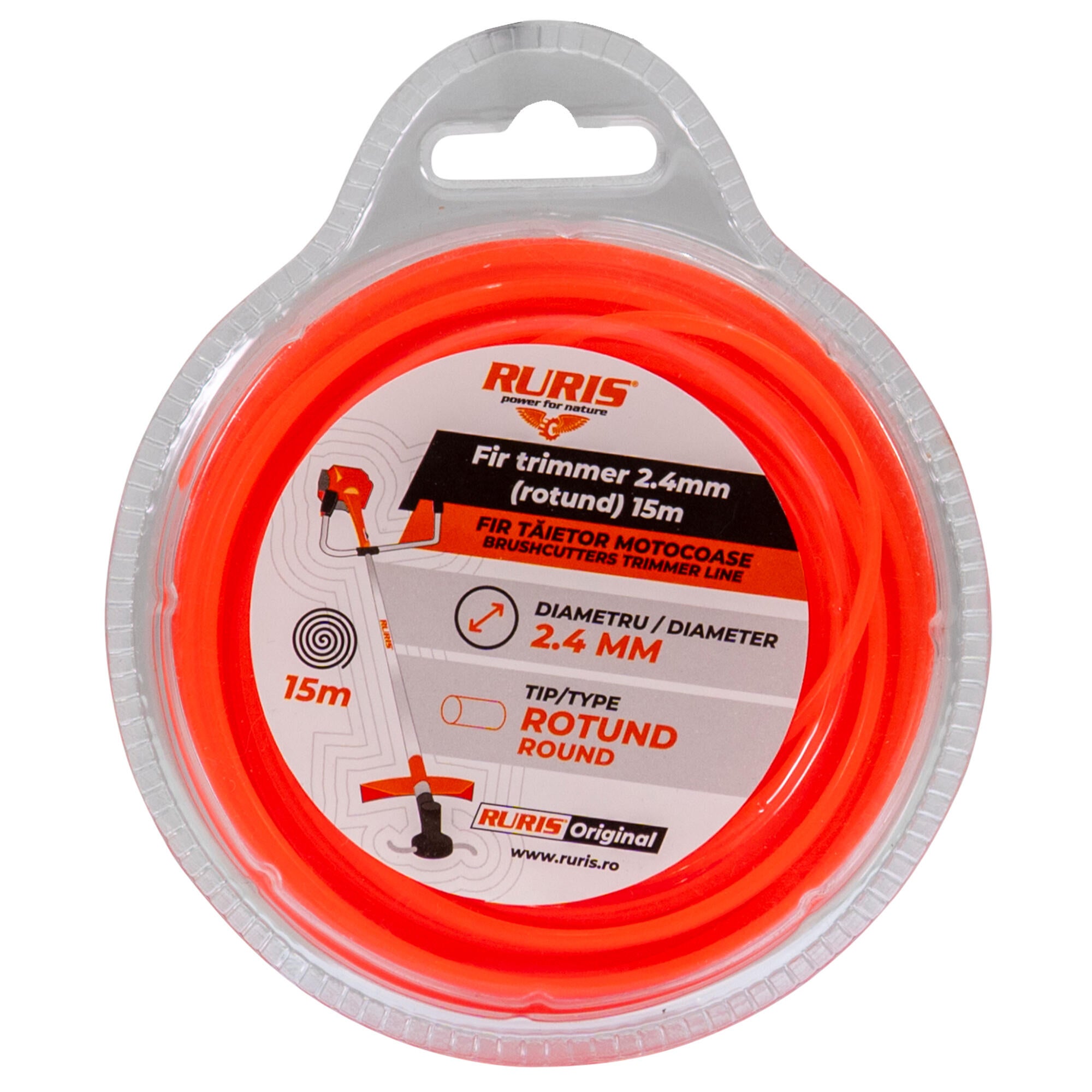 Fir nylon Ruris, rotund, Ø 2.4 mm x 15 m