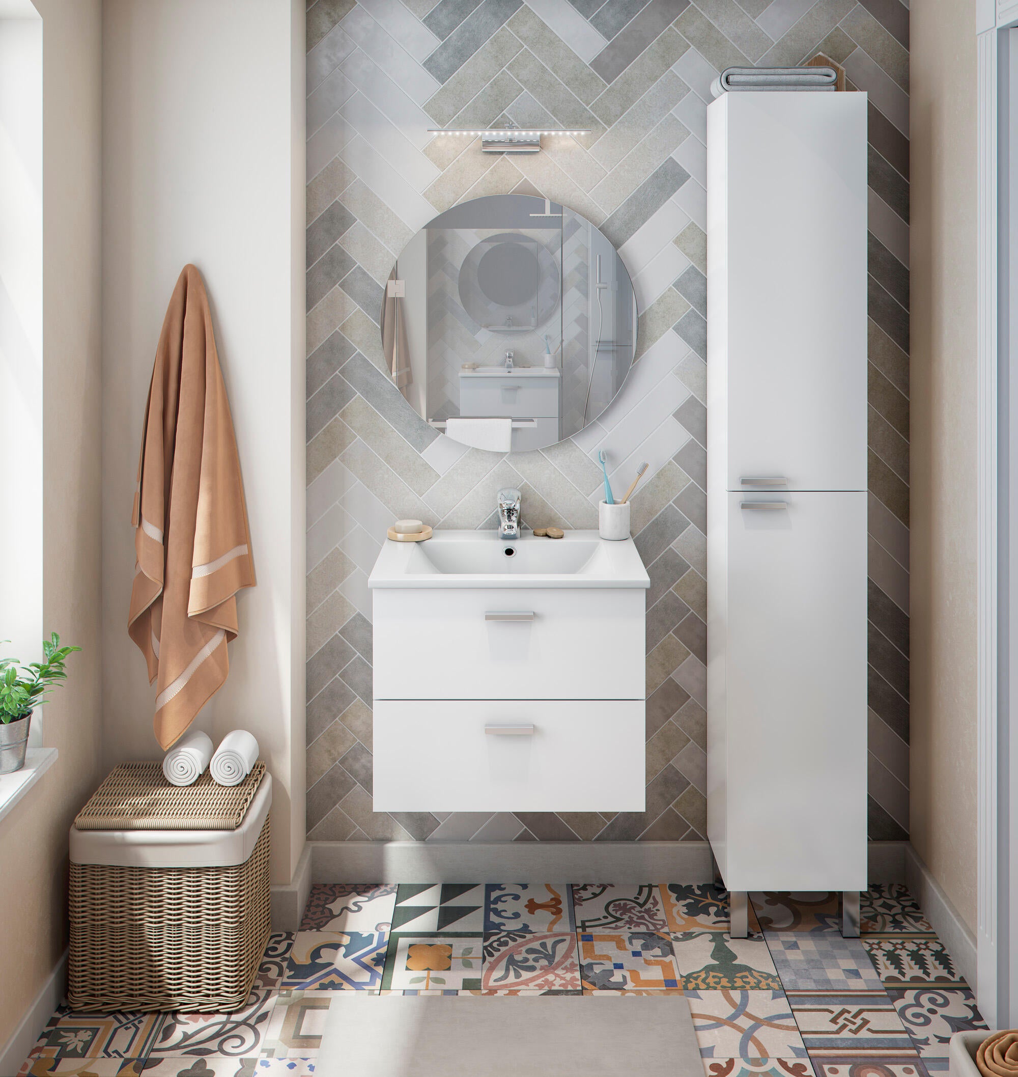 MUEBLE DE BAÑO ECO BLANCO 60X45CM 2 CAJONES - 2