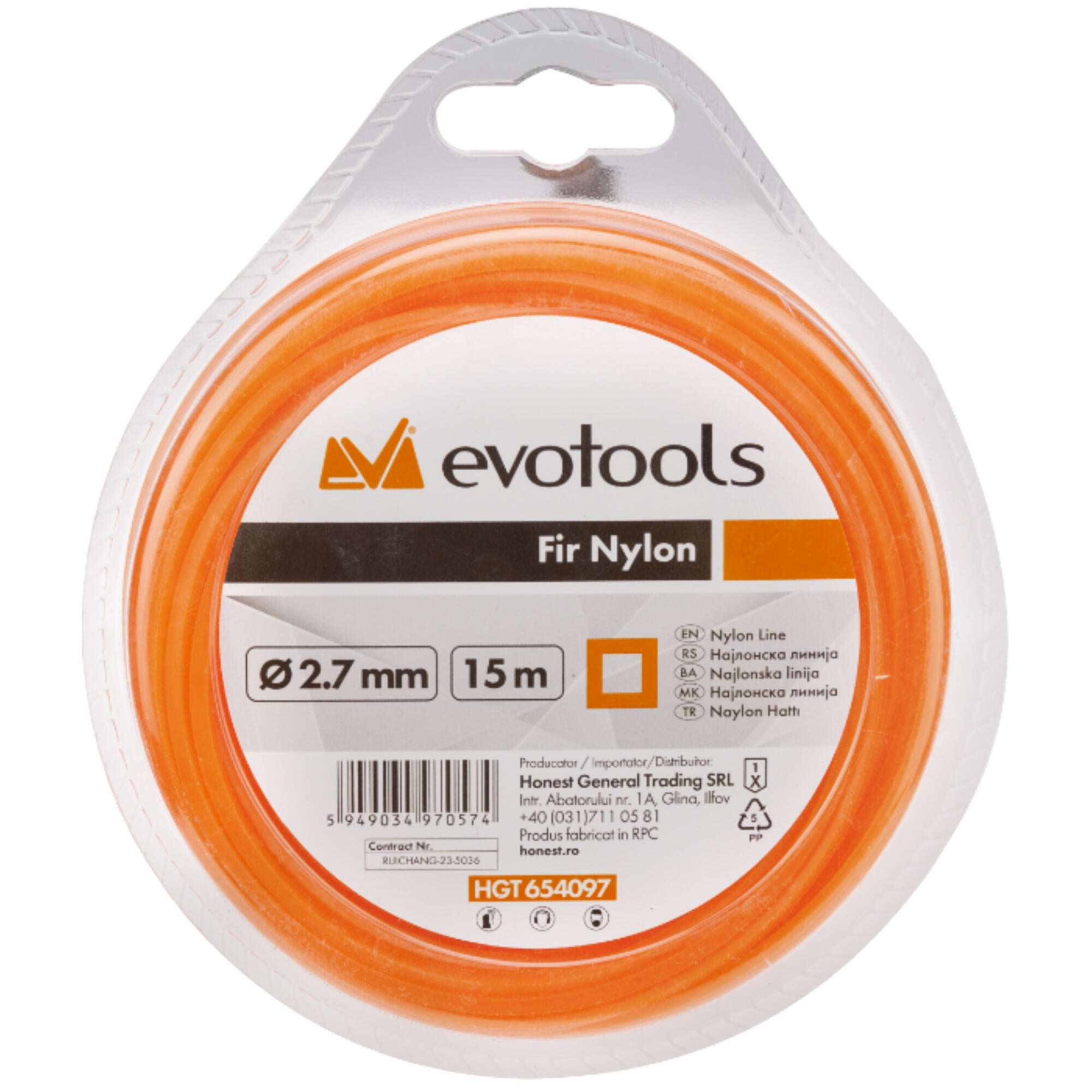 Fir nylon Evotools, patrat, Ø 1.6 mm x 15 m