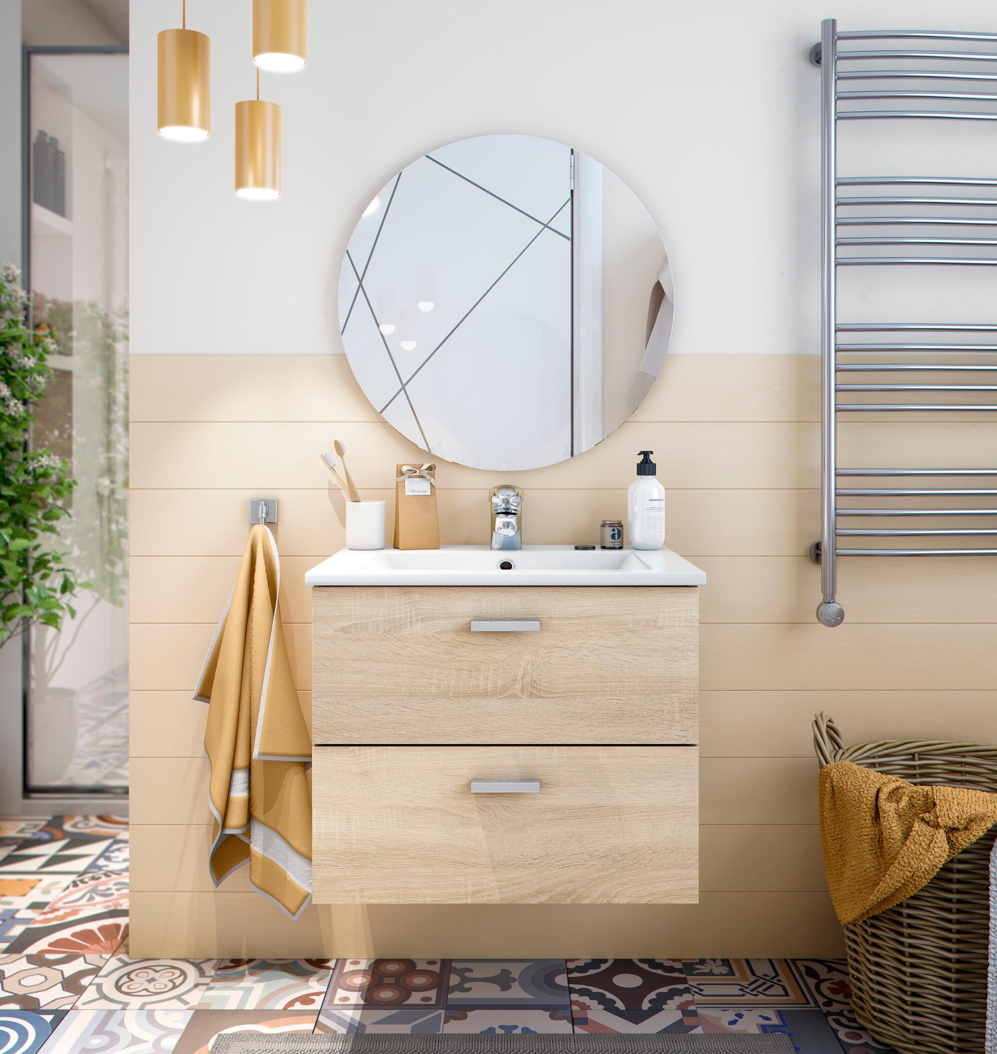 MÓVEL BANHO ECO 60CM 2 GAVETAS CARVALHO - 2