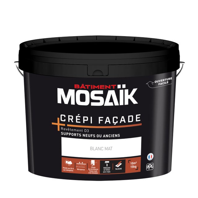 Crépi façade D3 blanc 15 KG - MOSAIK