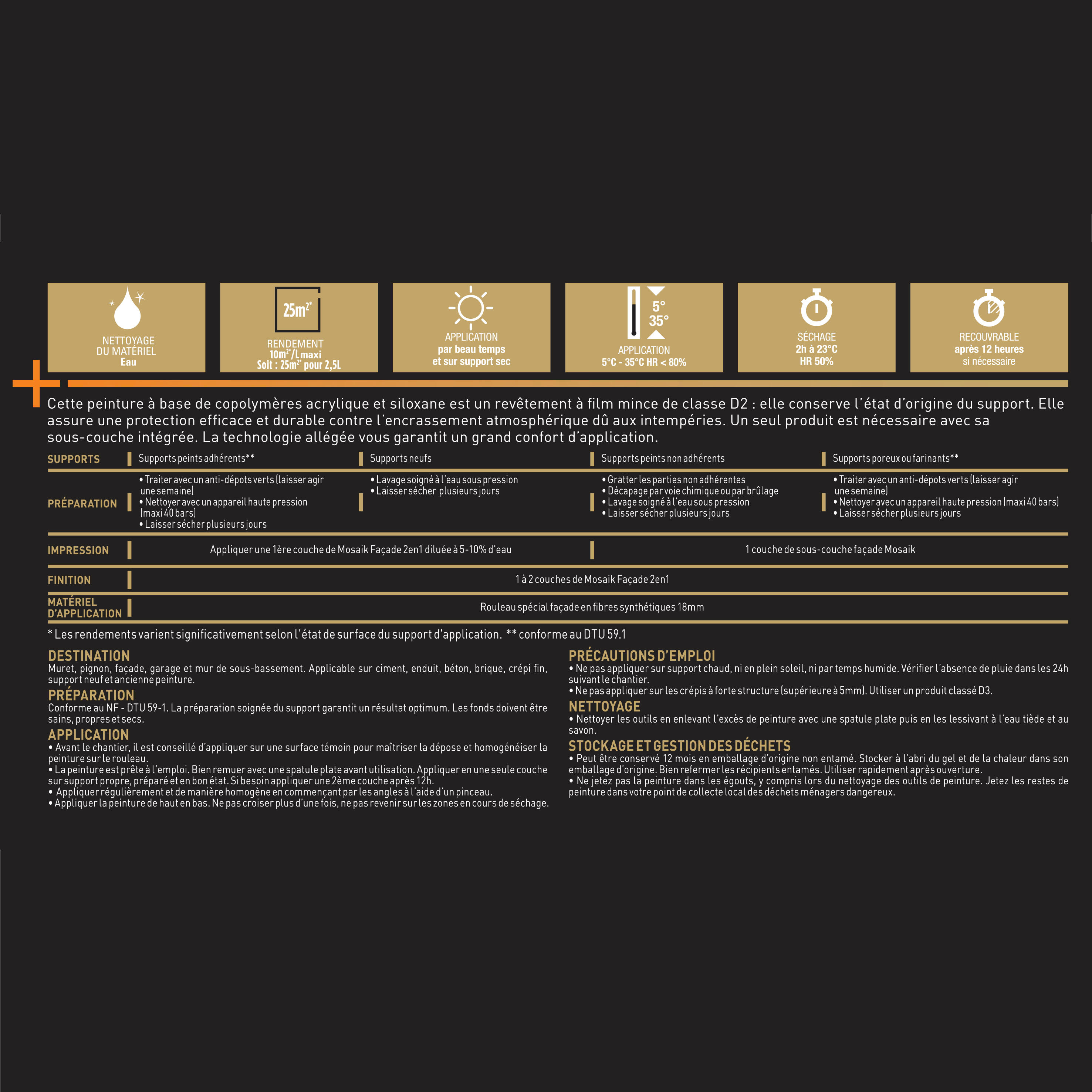 Peinture façade 2 en 1 D2 blanc 2,5 L - MOSAIK - 4