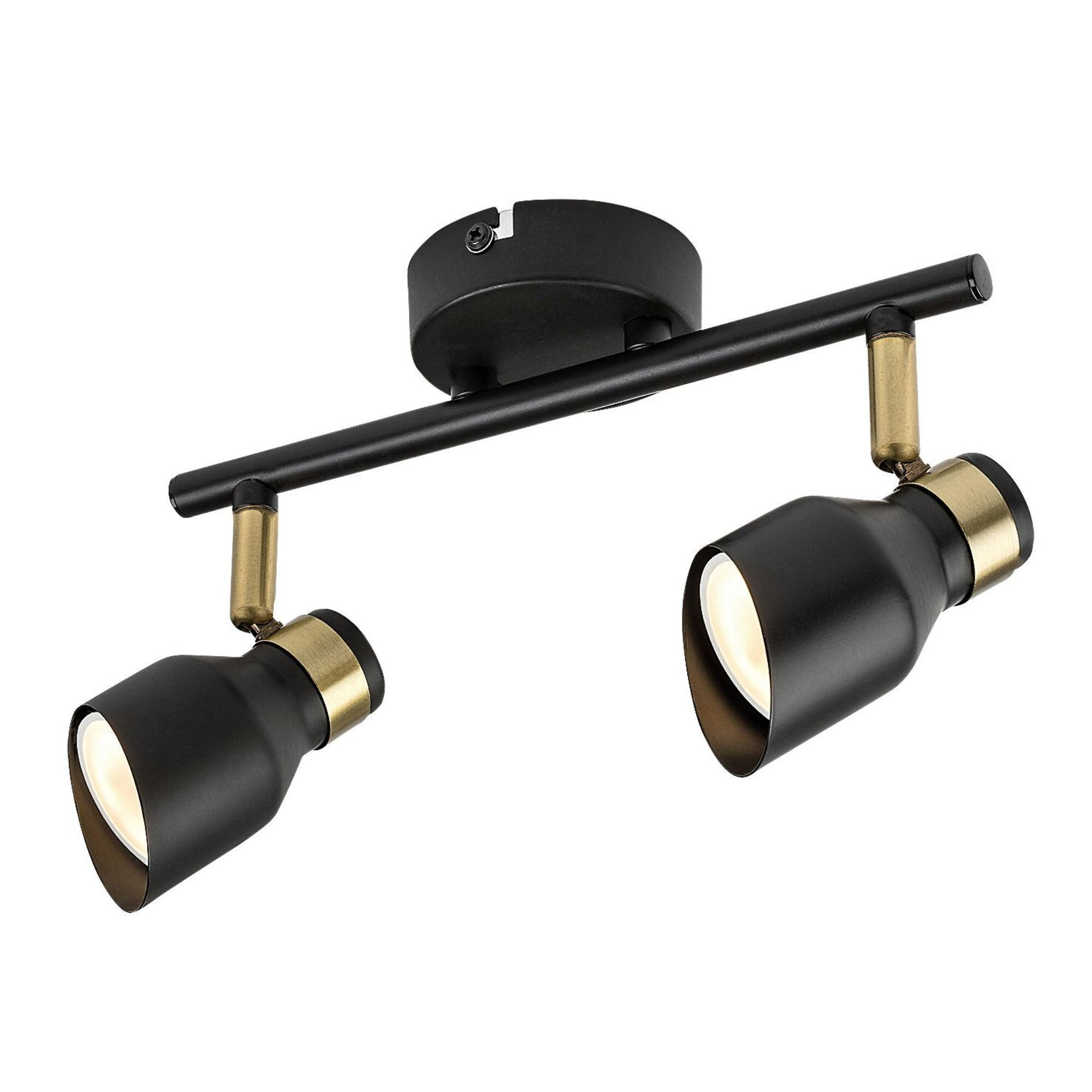 Spot pe bara Lilou, 2 x GU10, 25 W, negru-auriu