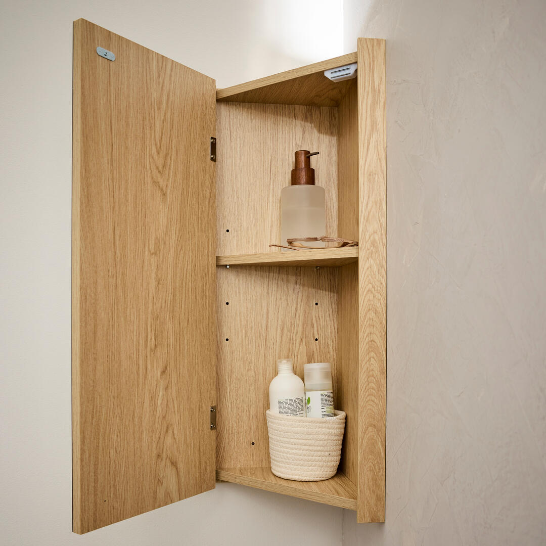 Armoire de toilette l.25.2 cm H.70 cm P.25.2 cm, effet chêne naturel Sorrento an - 2