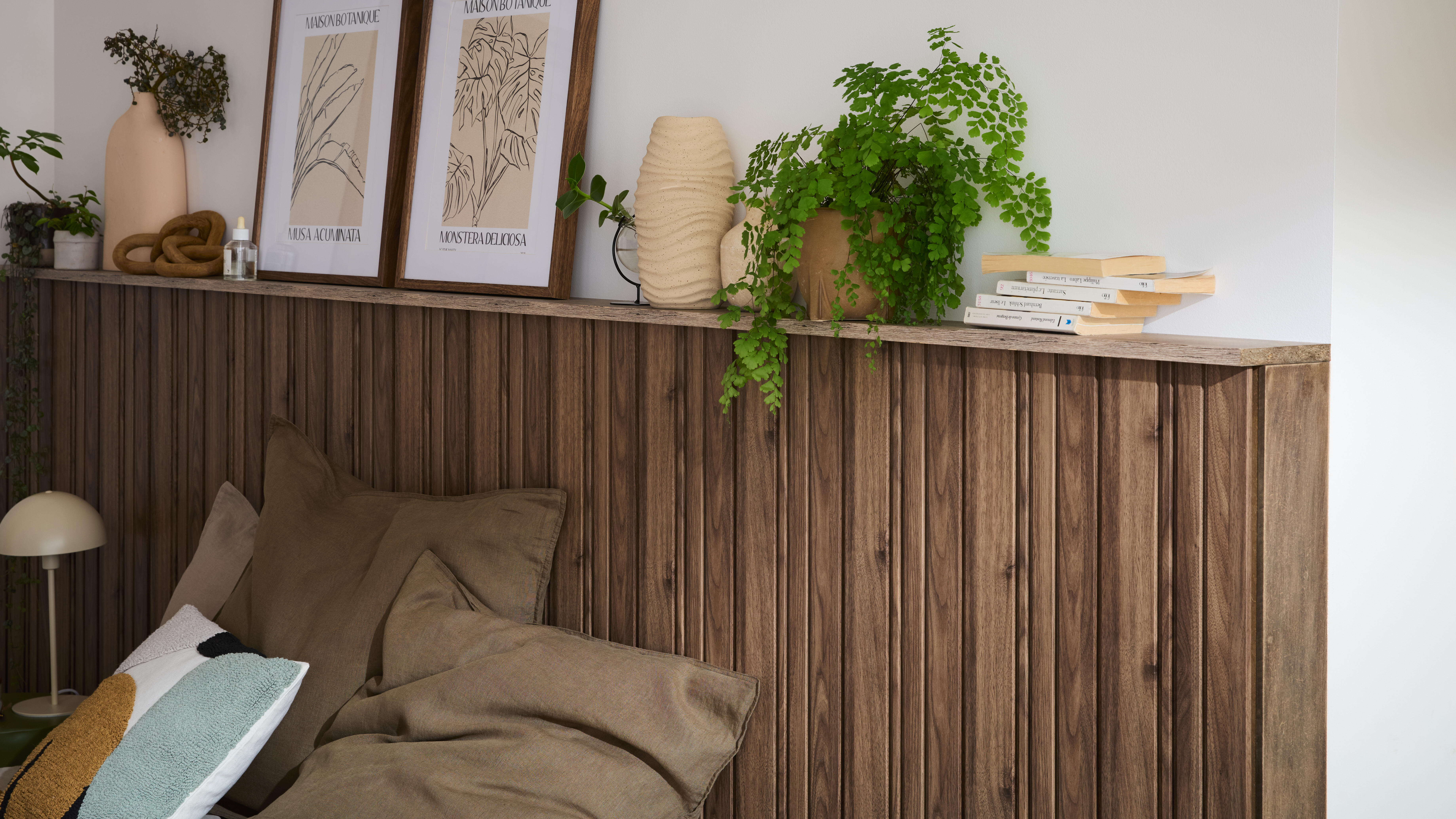 Revestimiento de pared de palillería efecto 3D MDF Viggo Artens Nuez 260x21cm - 3