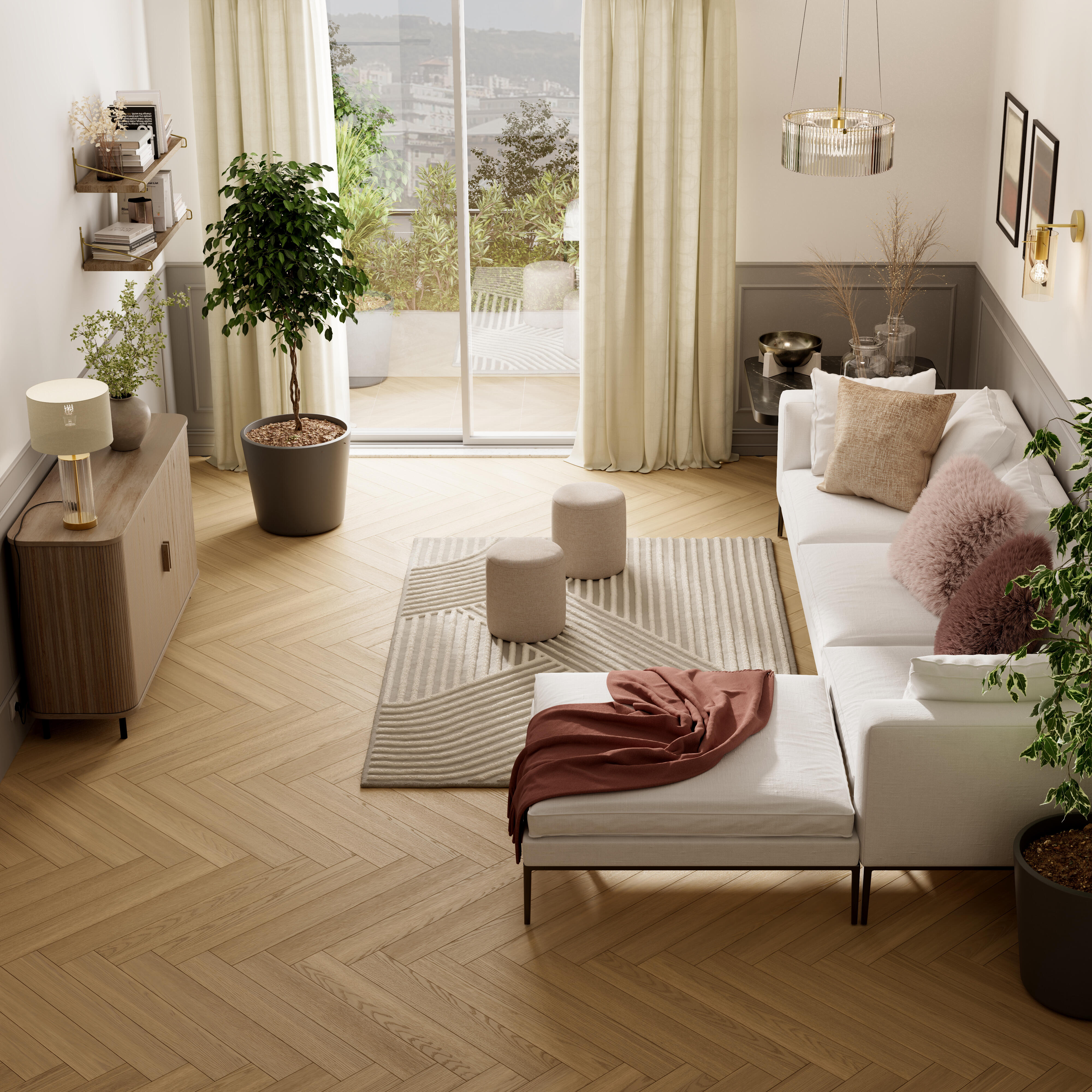 Tappeto Mayfair geometrico in viscosa tortora, L 290 x L 200 cm - 2