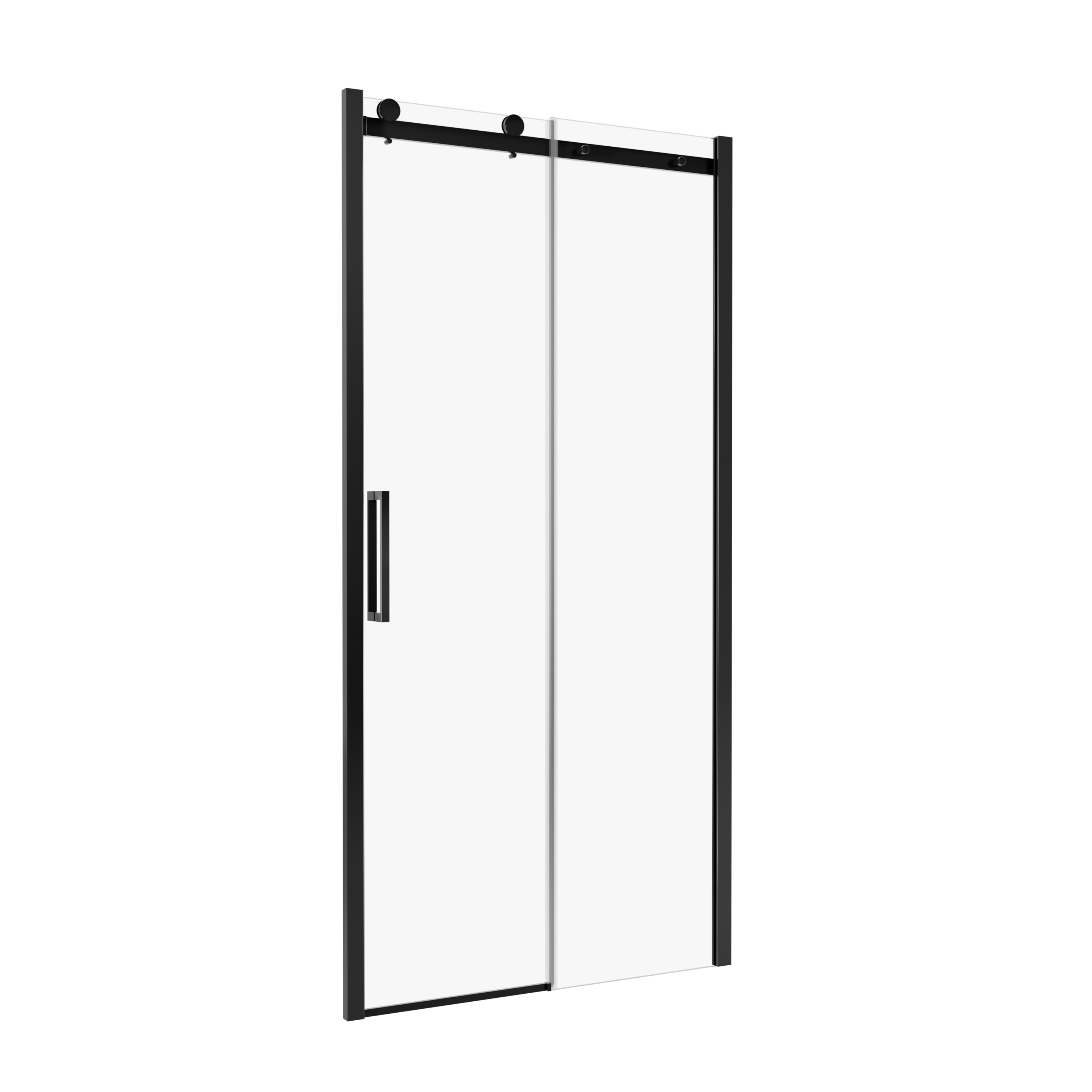 Drzwi prysznicowe przesuwne 140x200 cm Laurena Black szkło transparentne profile czarne Wellneo