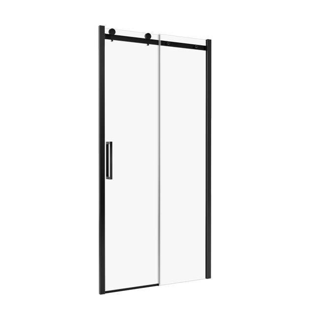 Drzwi prysznicowe przesuwne 140x200 cm Laurena Black szkło transparentne profile czarne Wellneo