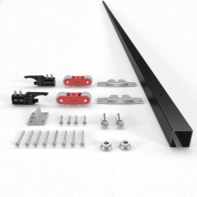 KIT CARRIL SUPERIOR PUERTA CORREDERA 40KG 2M NEGRO SENSUS