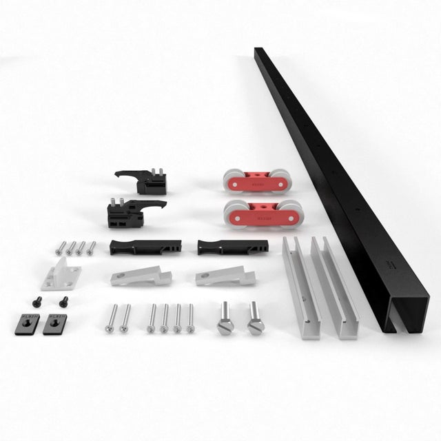 KIT CARRIL RETRACTIL PUERTA CORREDERA 80KG 2M NEGRO SENSUS