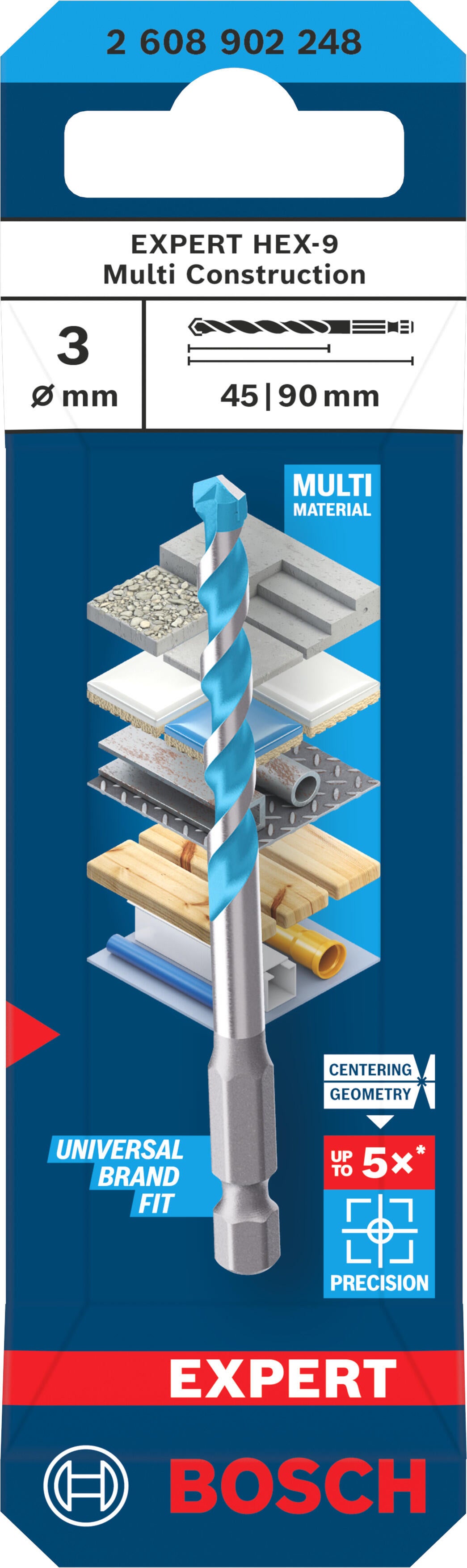BROCA MULTI 3 X 90MM BOSCH HEX-9 - 2