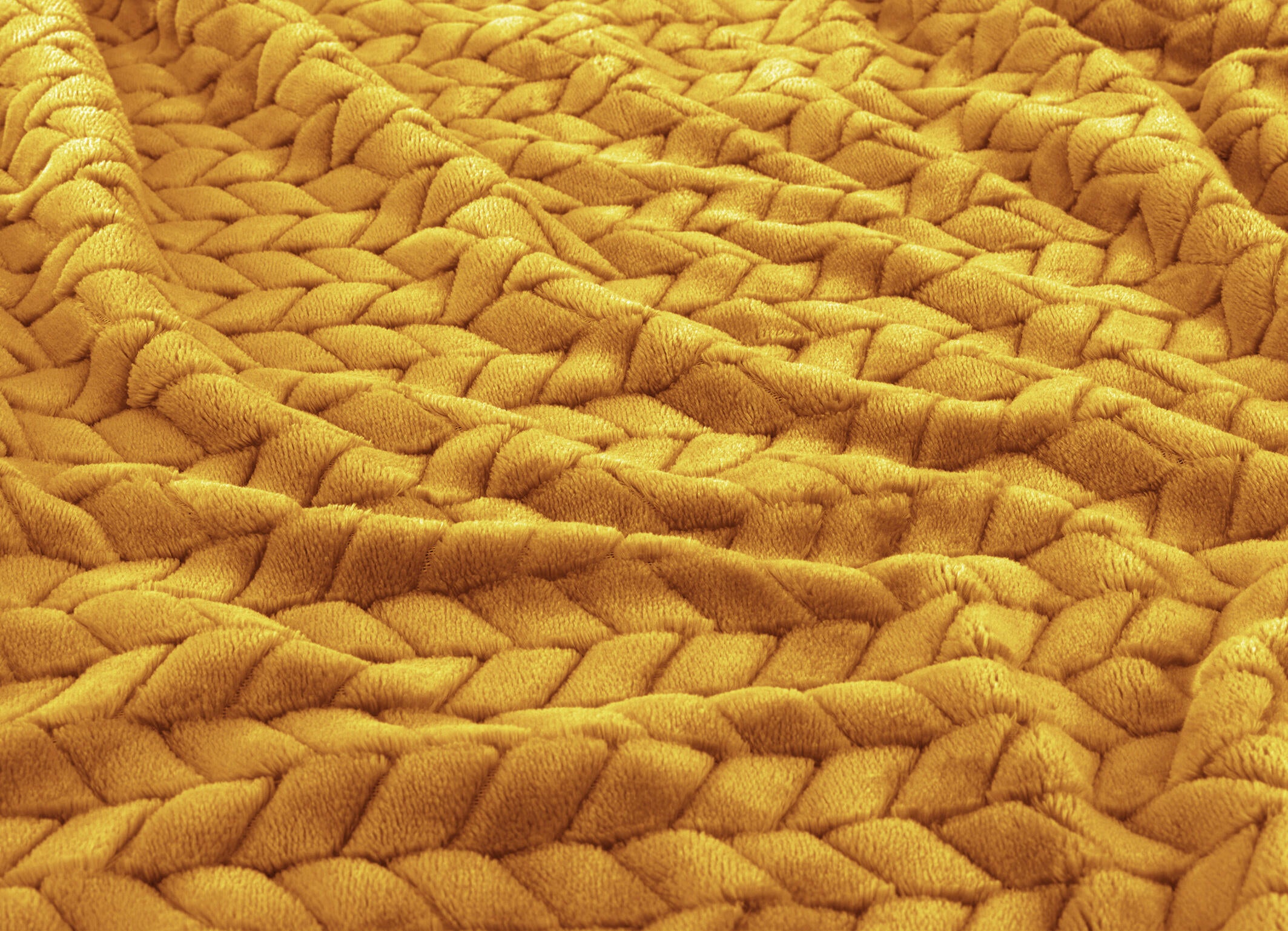 Plaid Chevron-sherpa, jaune moutarde l.130 x L.170 cm - 4