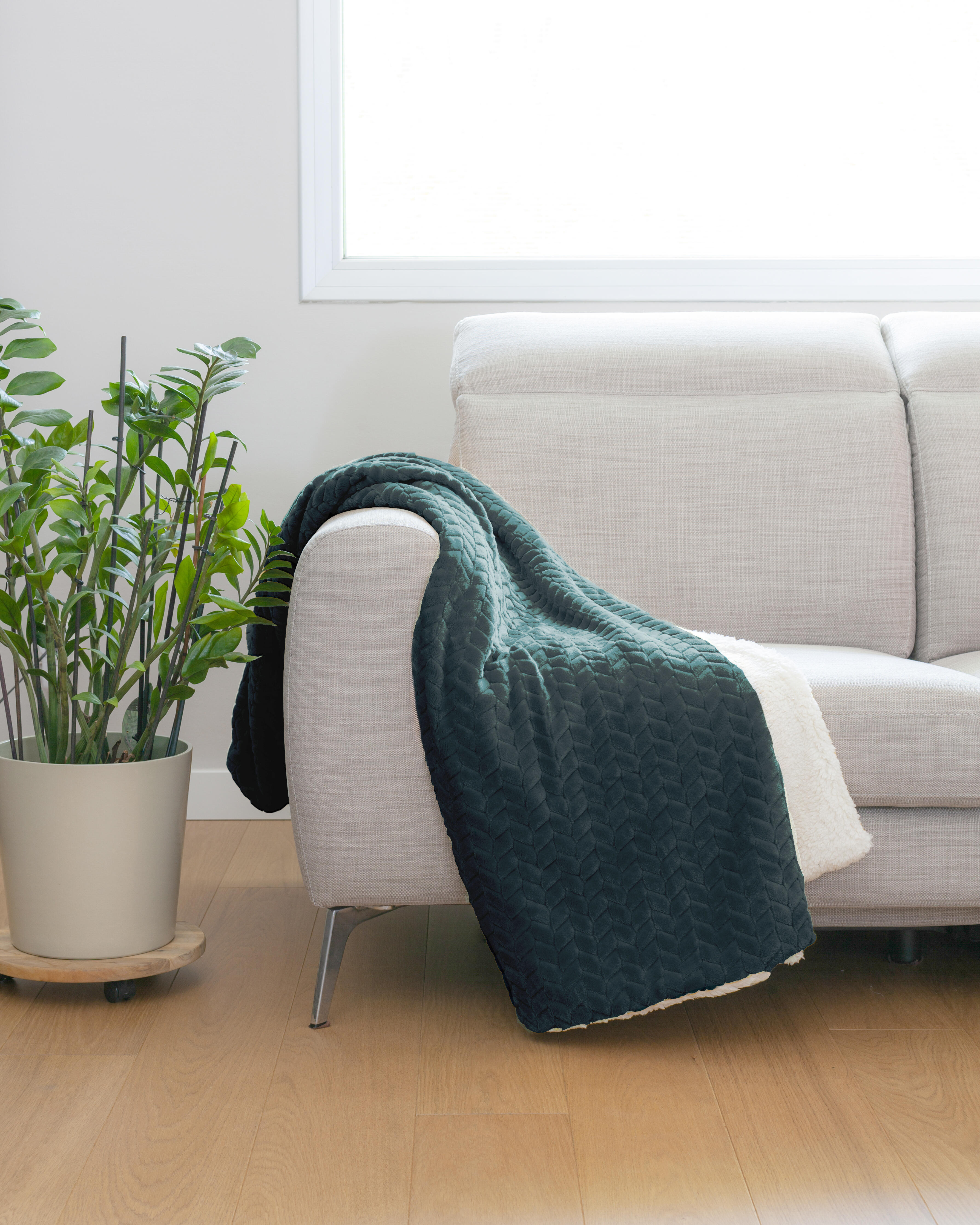 Plaid Chevron-sherpa, vert l.130 x L.170 cm - 2