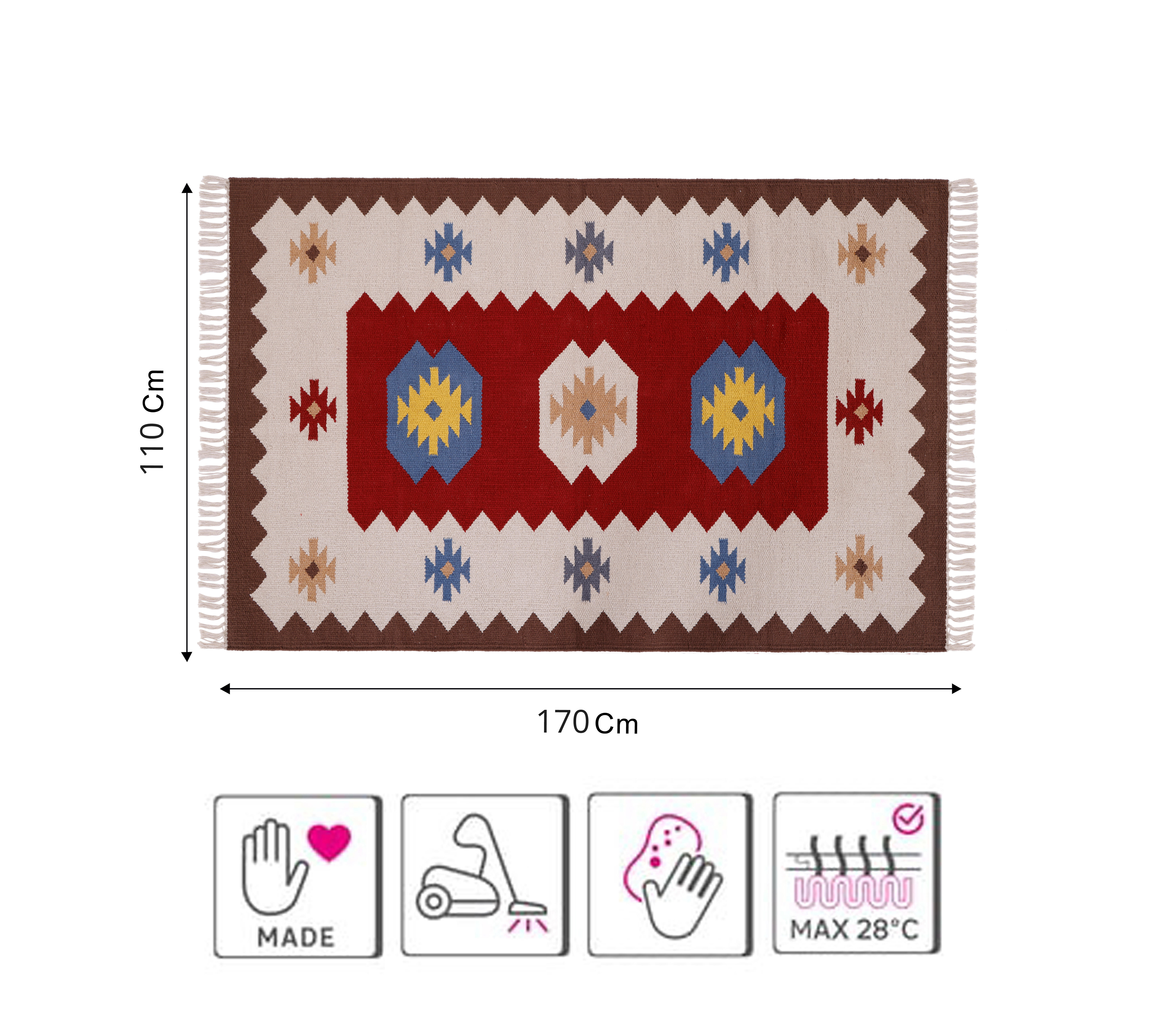 Tapete Kilim Kaysary 110 x 170 cm  algodão - 6