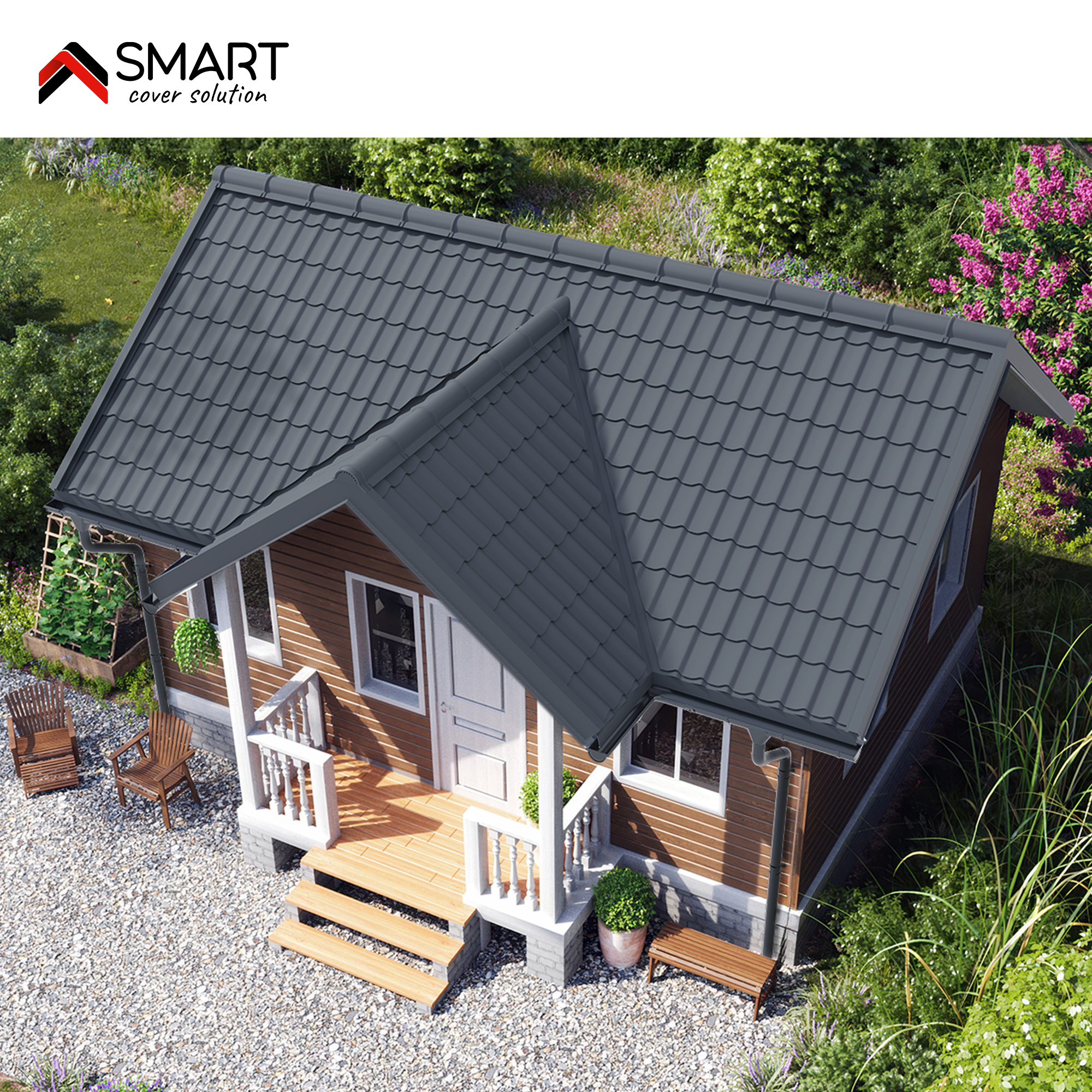 Plaque de couverture, aspect tuile anth SMART l.120 x L.185cm, H.37mm, Ep.0.5mm - 9