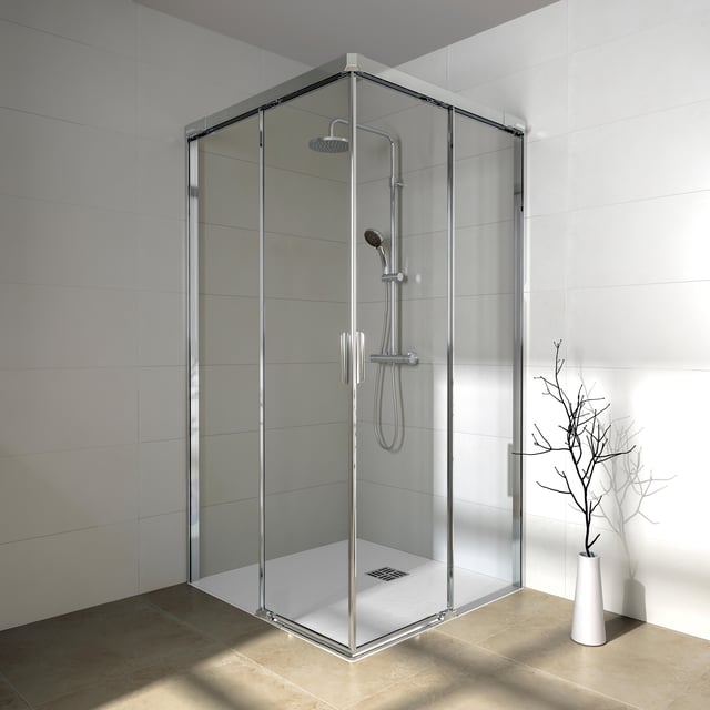 MAMPARA DE DUCHA ANGULAR CORREDERA GALA KLEVAN 100CM CROMO