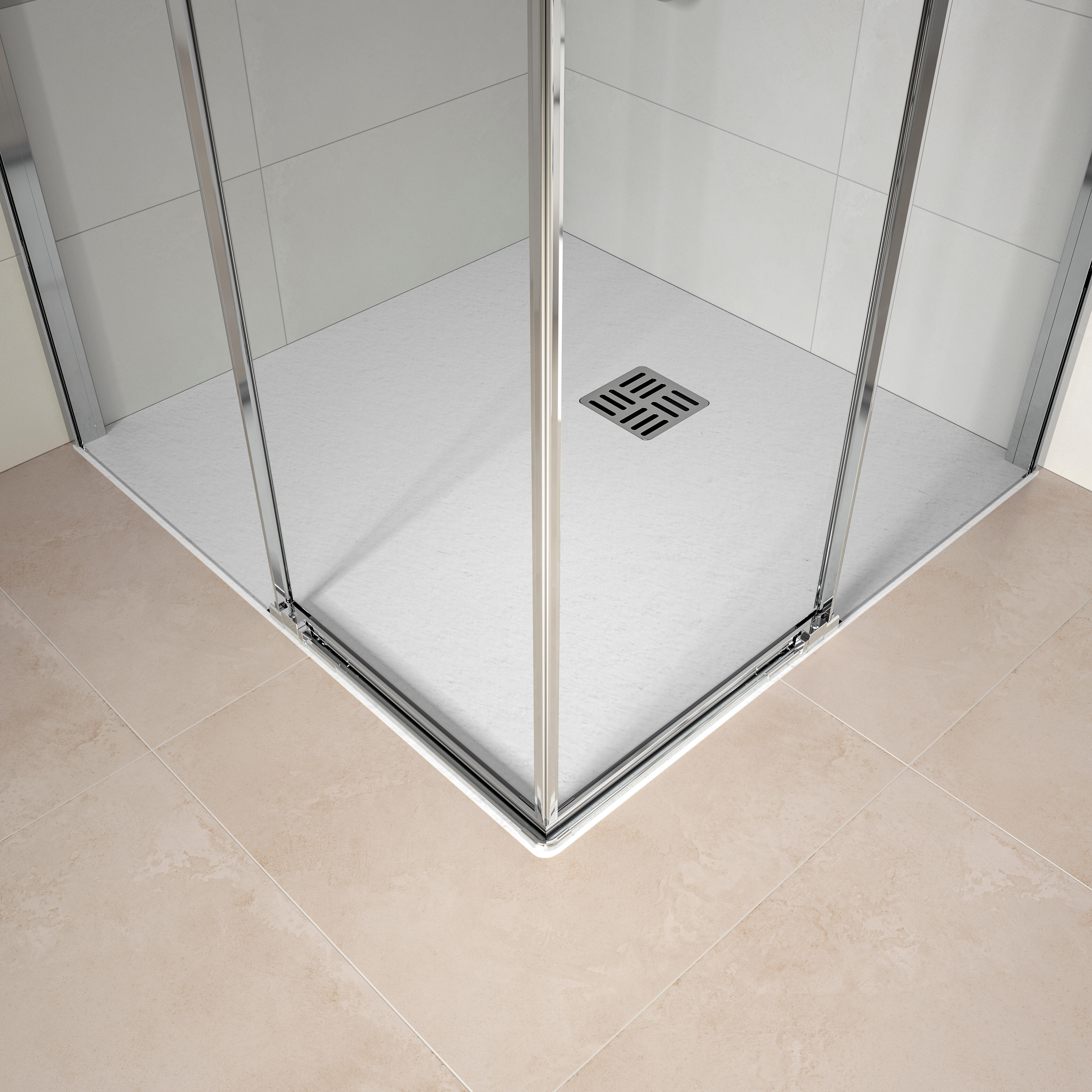 MAMPARA DE DUCHA ANGULAR CORREDERA GALA KLEVAN 80CM CROMO - 4