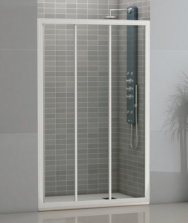 MAMPARA DE DUCHA 3 PUERTAS FRONTAL CORREDERA SIENA 100CM BLANCO