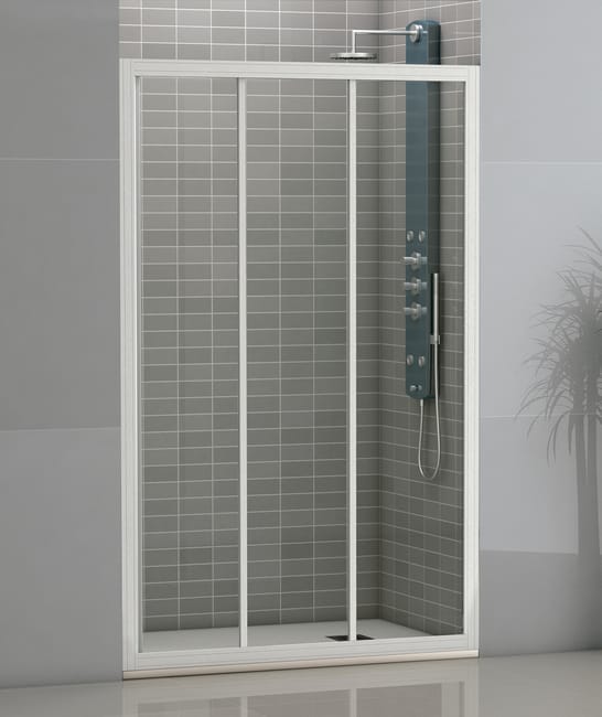 MAMPARA DE DUCHA 3 PUERTAS FRONTAL CORREDERA SIENA 160CM BLANCO - 1