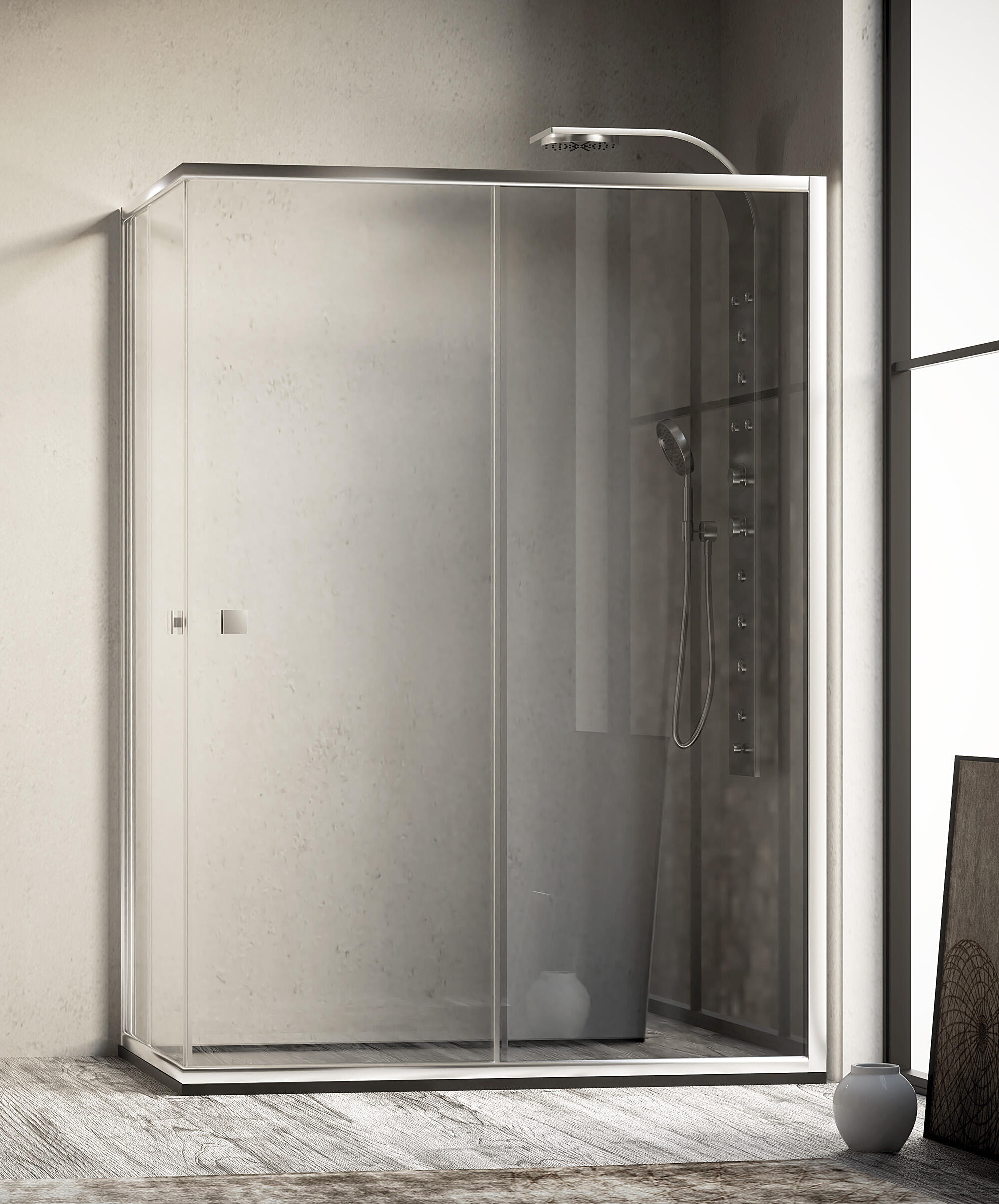 MAMPARA DE DUCHA FRONTAL CORREDERA CATANIA PRO 130CM CROMO - 3