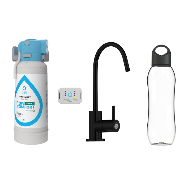 System filtracji wody FLOW BASIC D10 czarny z butelką